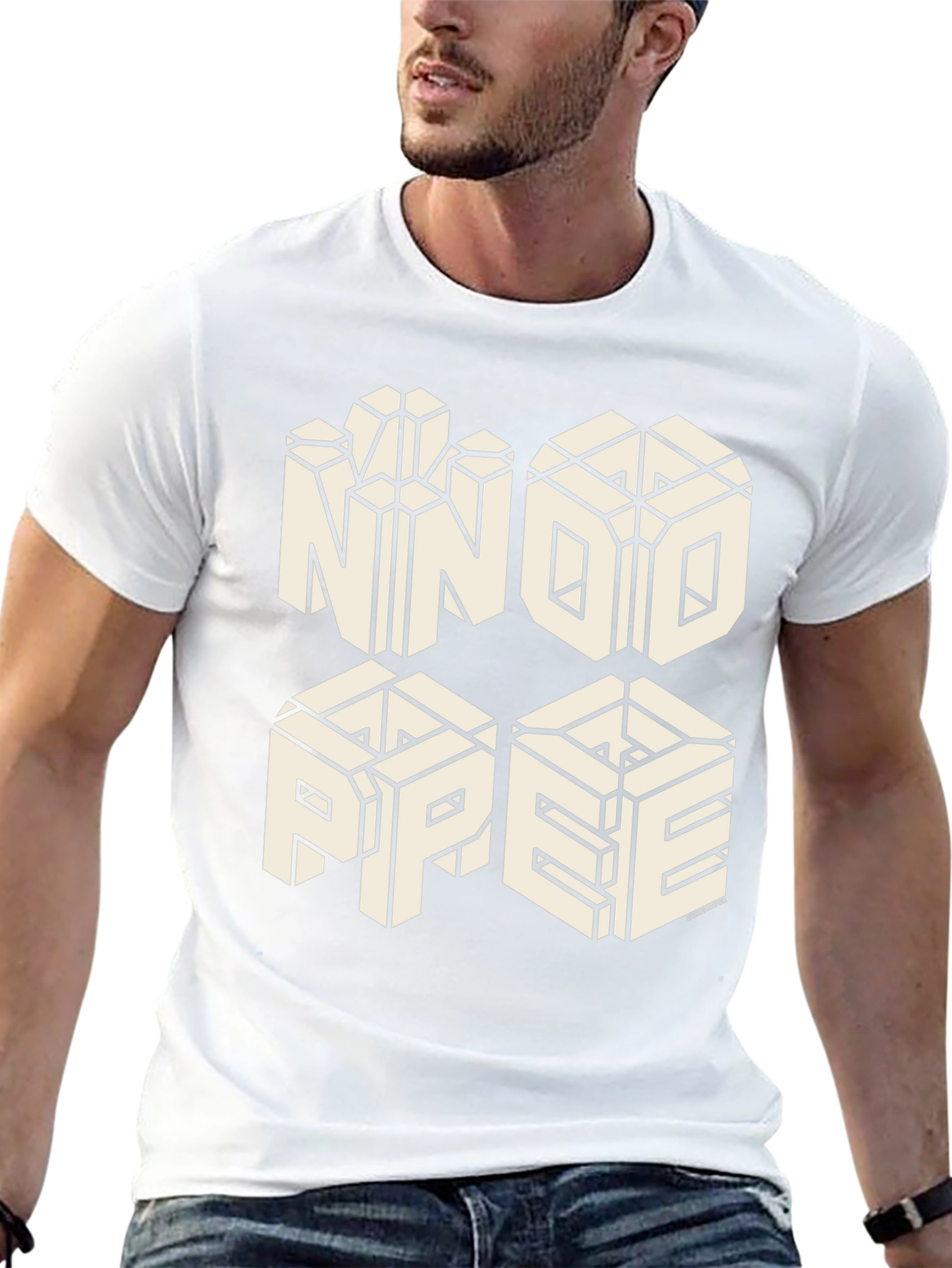 Optical Illusion Graphic Tee - NNOO PPEE Black T-Shirt