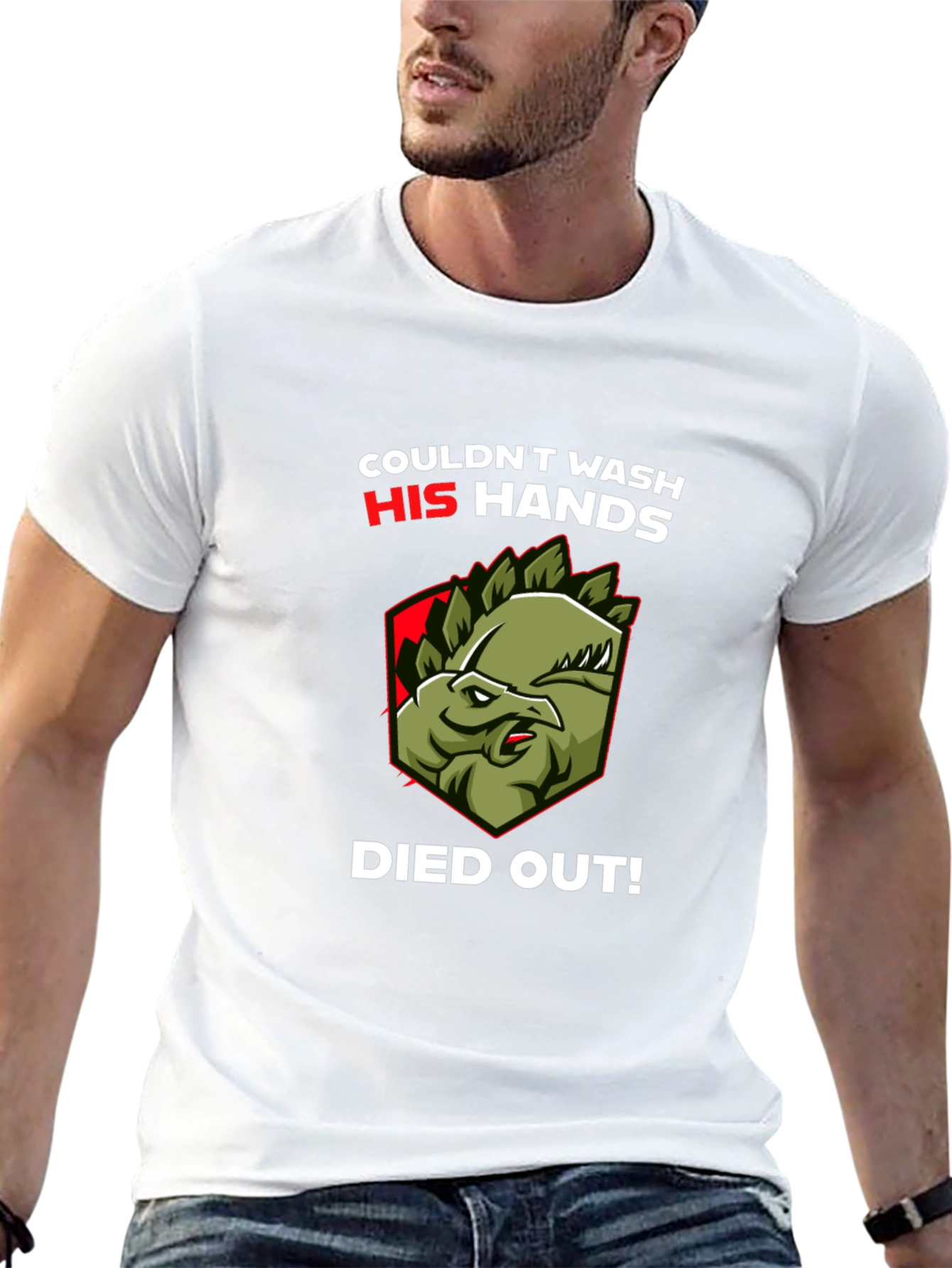 Couldnt Wash Hands Dinosaur T-Shirt Funny Graphic Tee