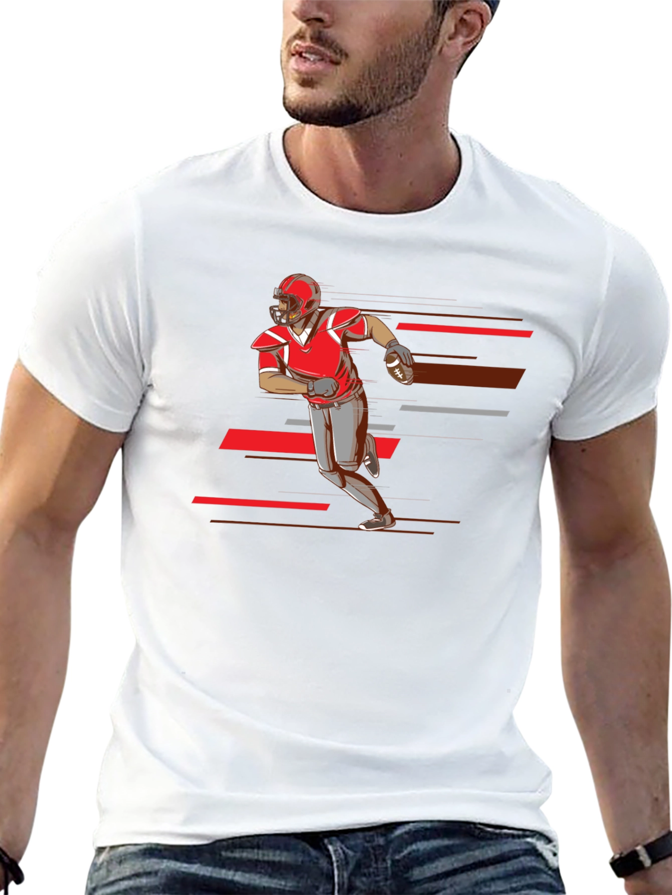 Football Player Graphic Tee - Black