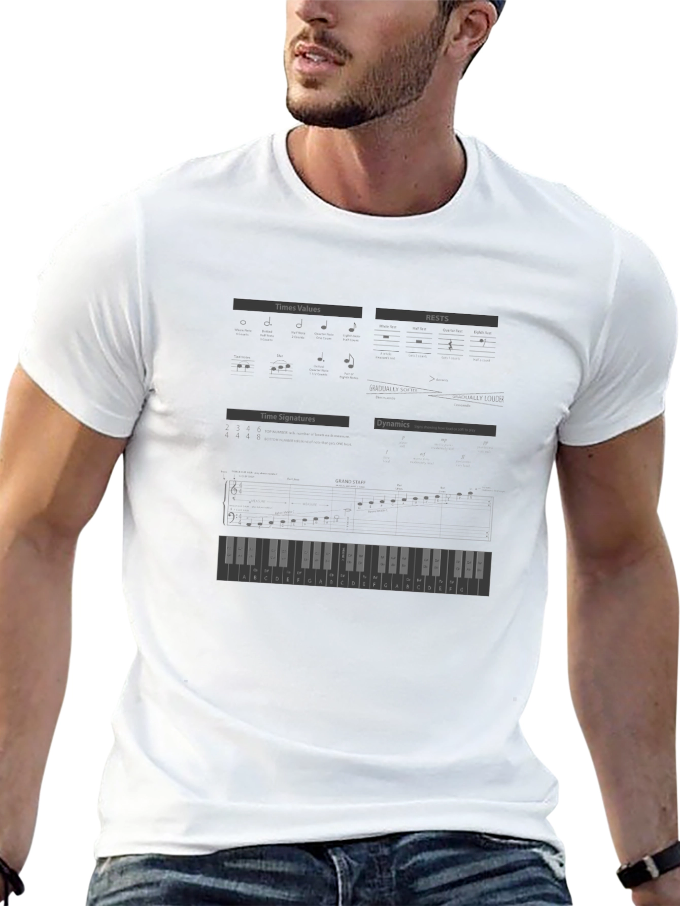 Music Theory Mens Black Graphic T-Shirt