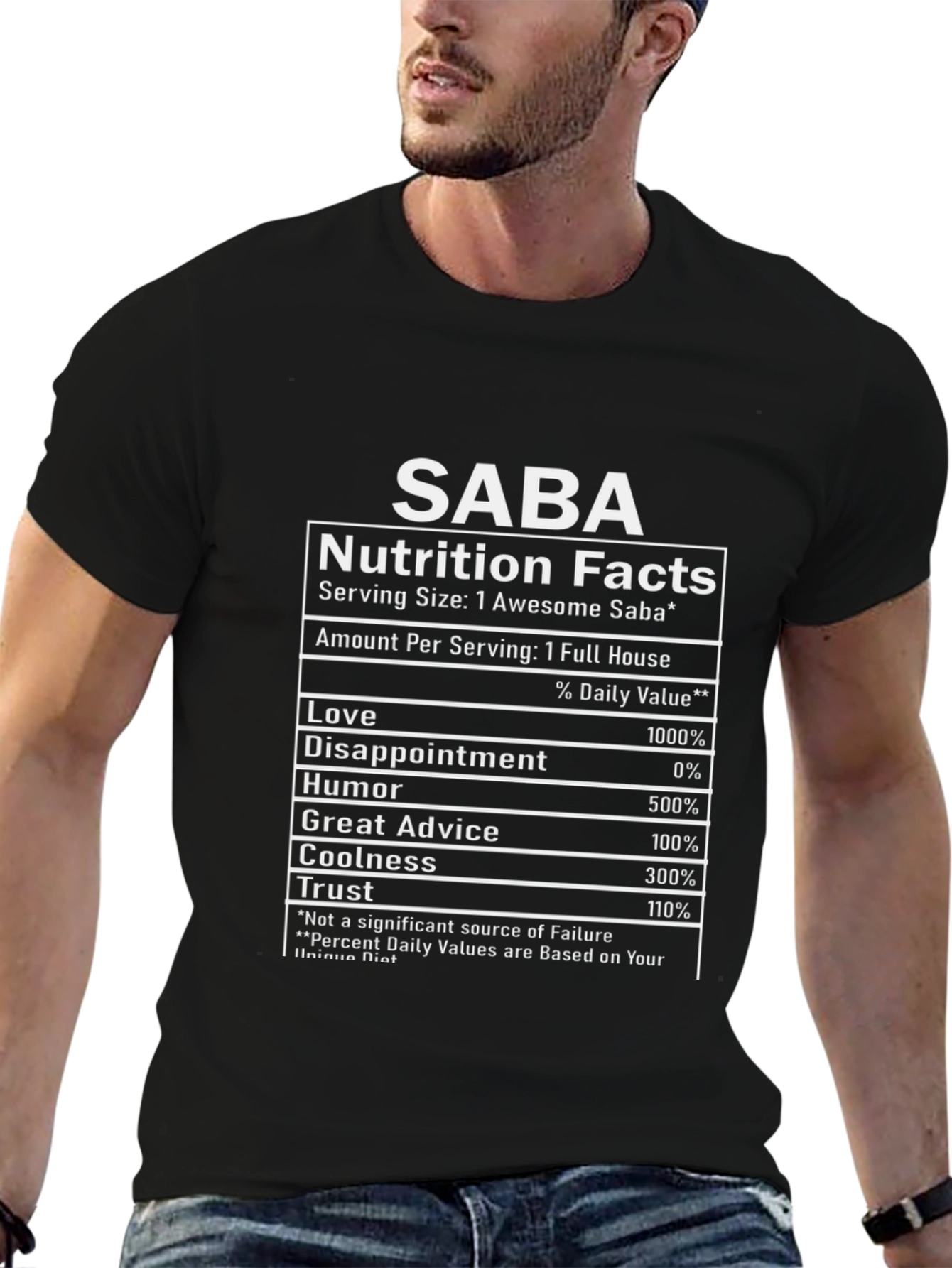 SABA Nutrition Facts Funny Graphic T-Shirt