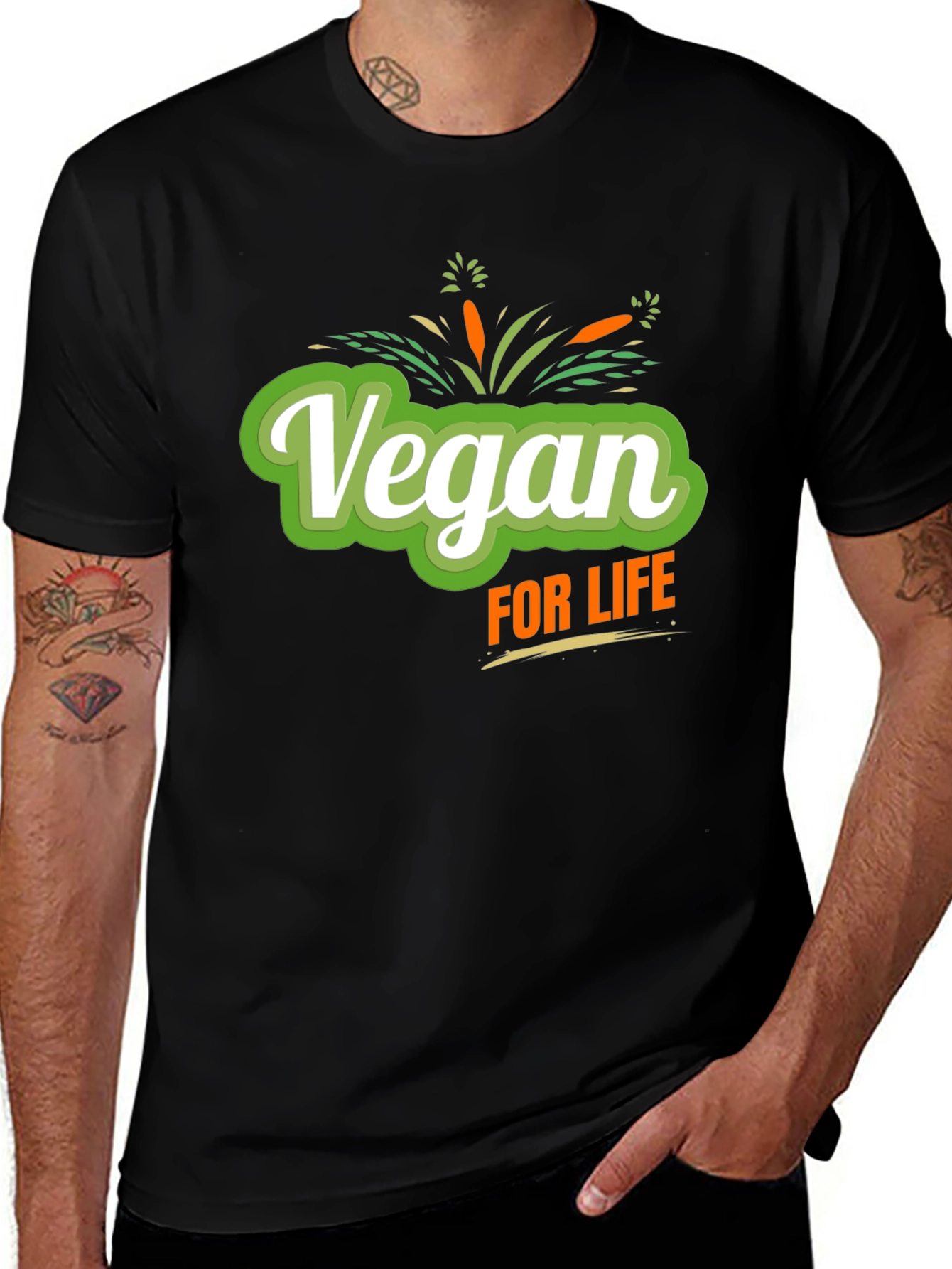 Vegan For Life Graphic Tee - Black
