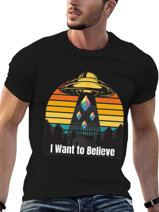 I Want To Believe Alien Abduction Ethereum Crypto T-Shirt