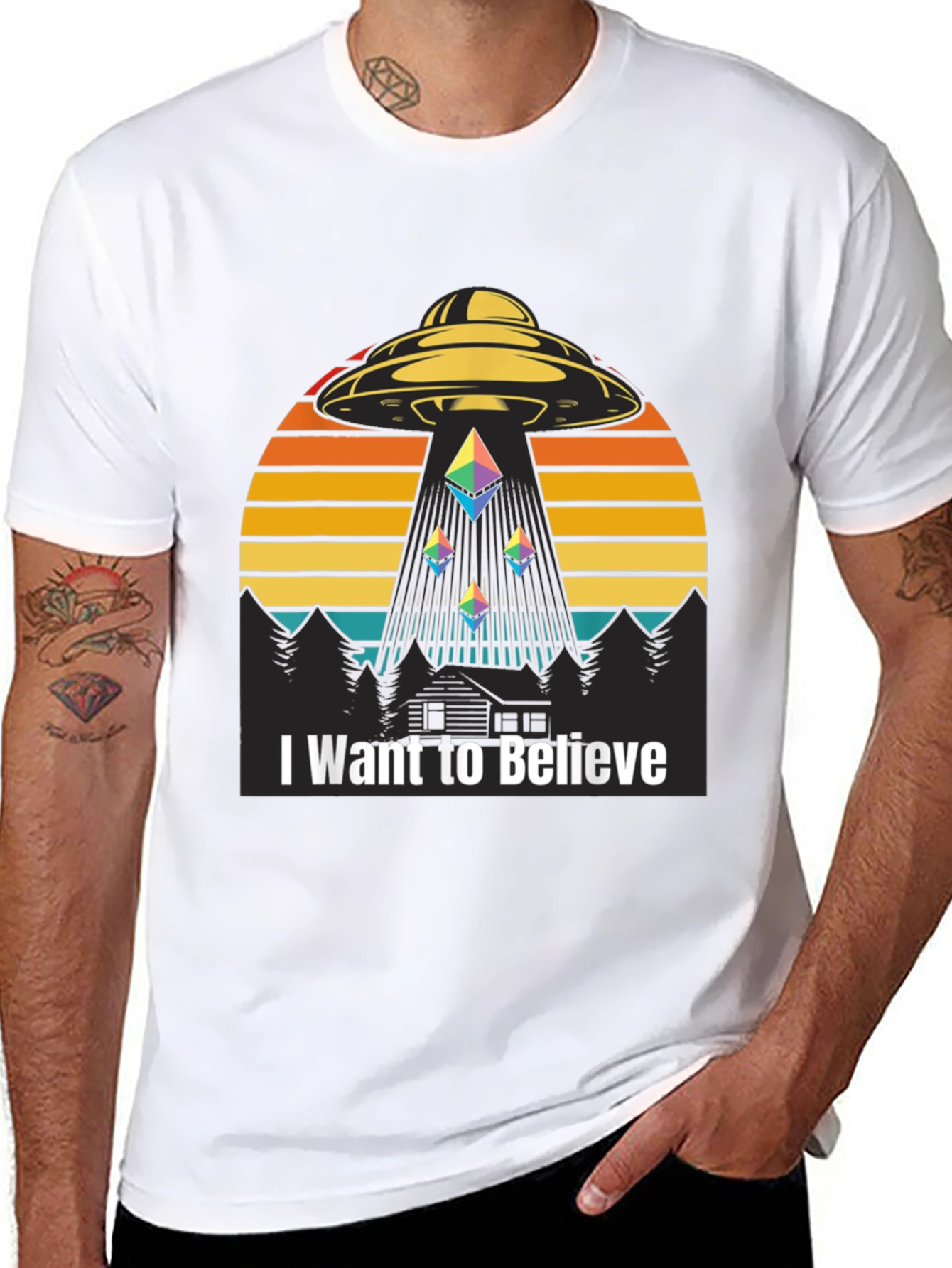 I Want To Believe Alien Abduction Ethereum Crypto T-Shirt