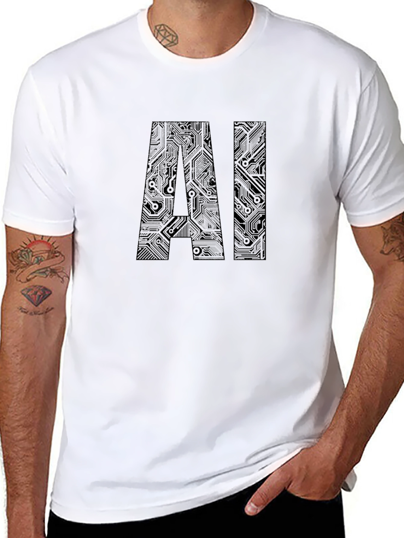 AI Circuit Board Design Black T-Shirt