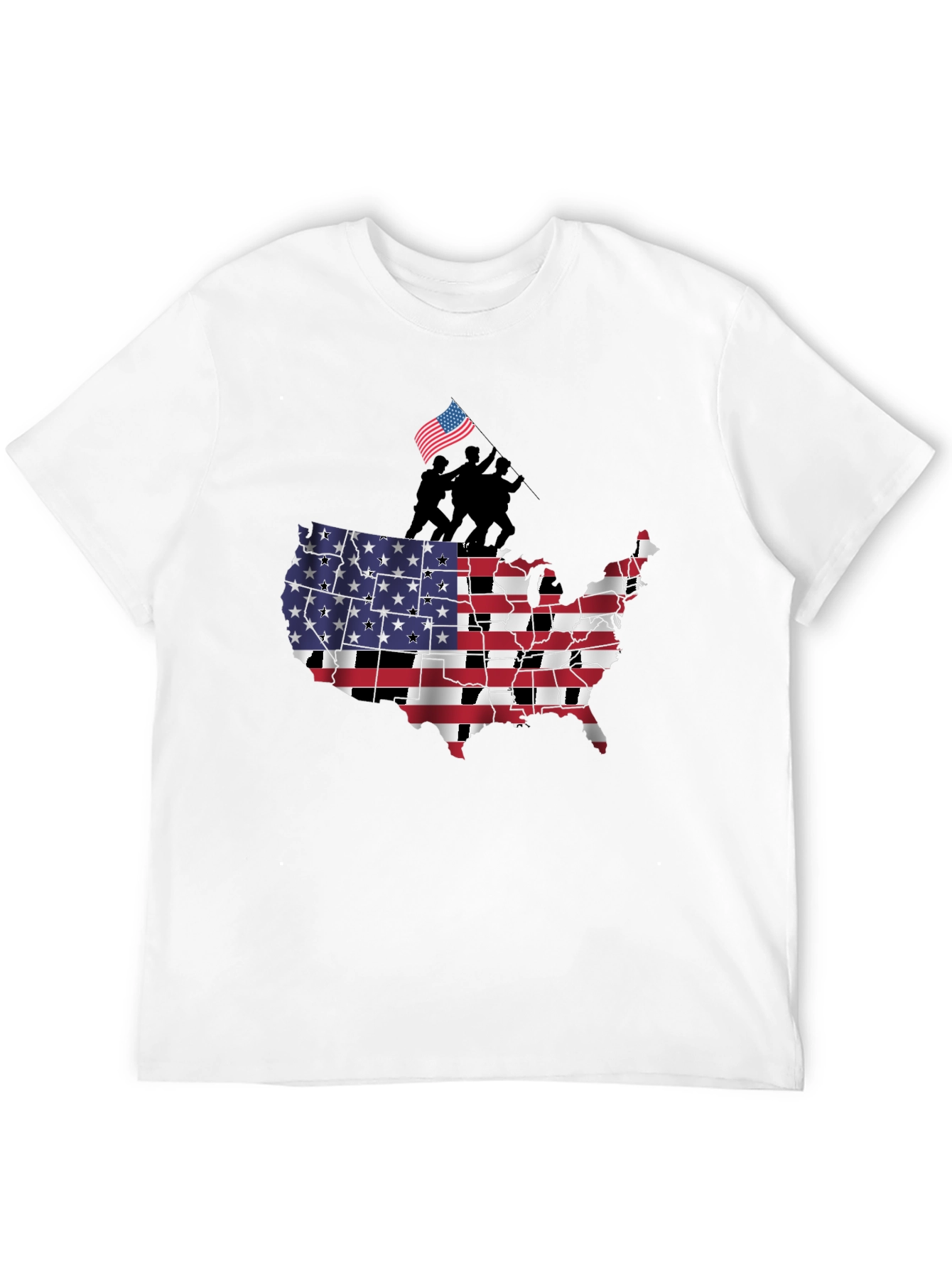 USA Flag Map Mens Graphic T-Shirt