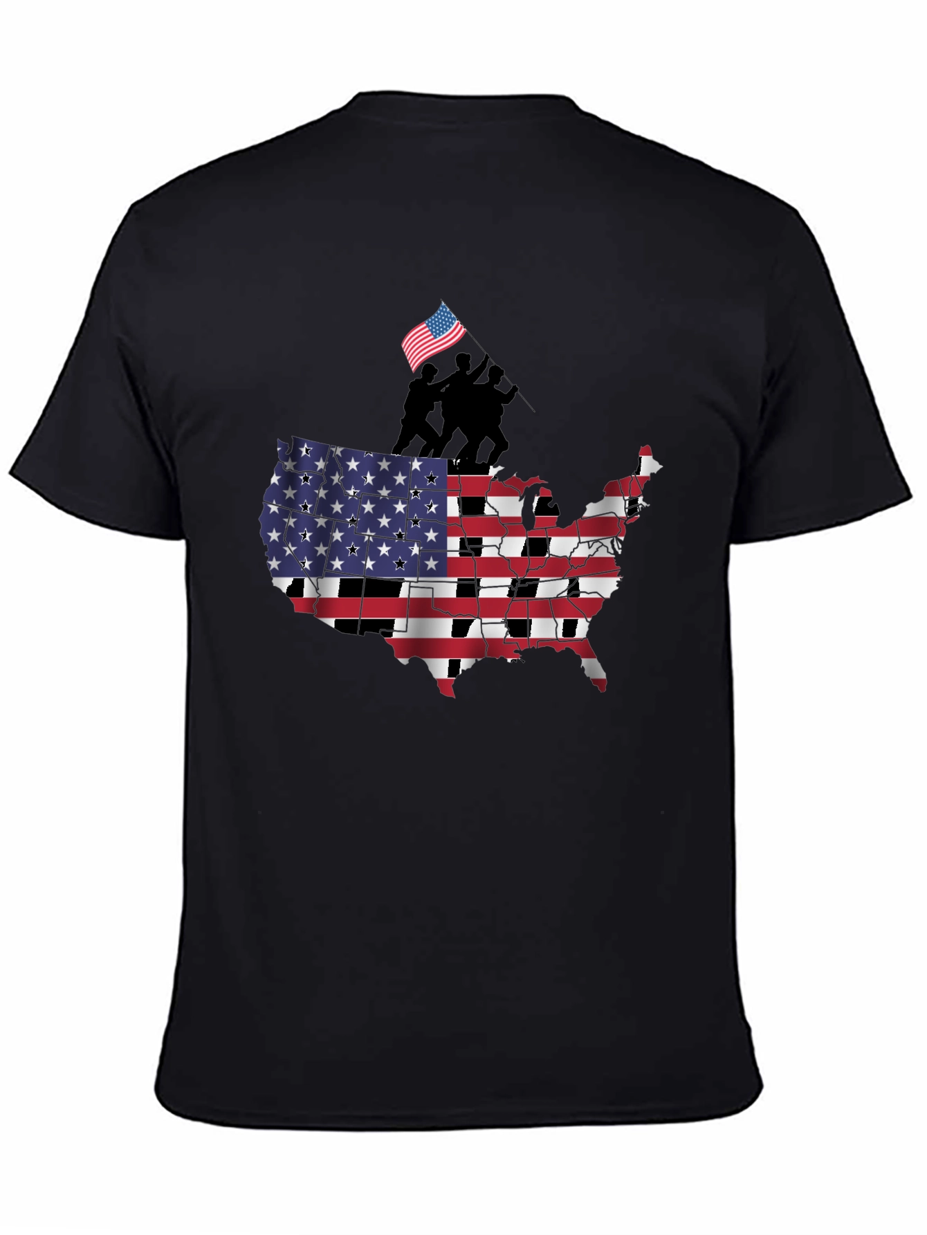 USA Flag Map Mens Graphic T-Shirt