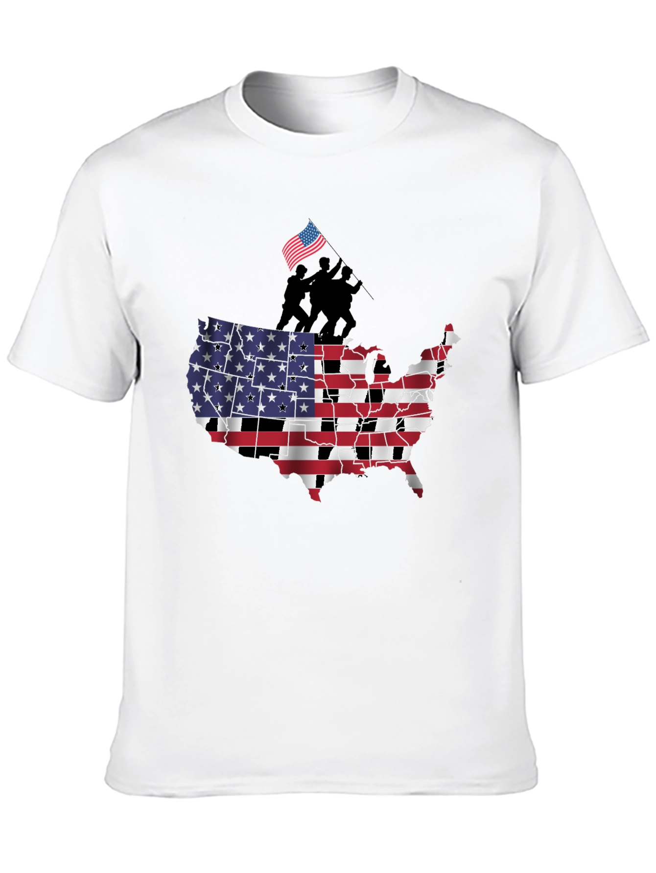USA Flag Map Mens Graphic T-Shirt