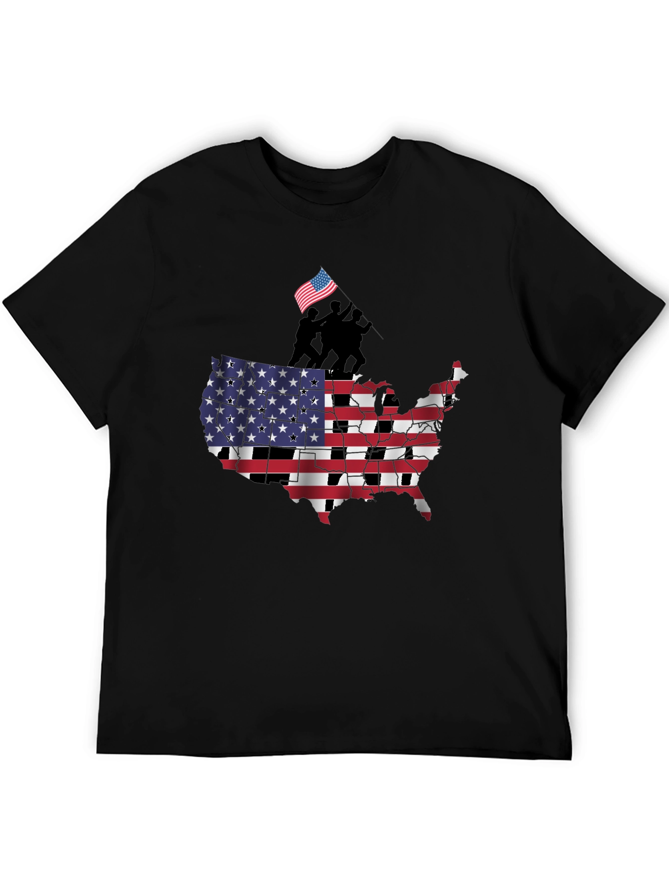USA Flag Map Mens Graphic T-Shirt