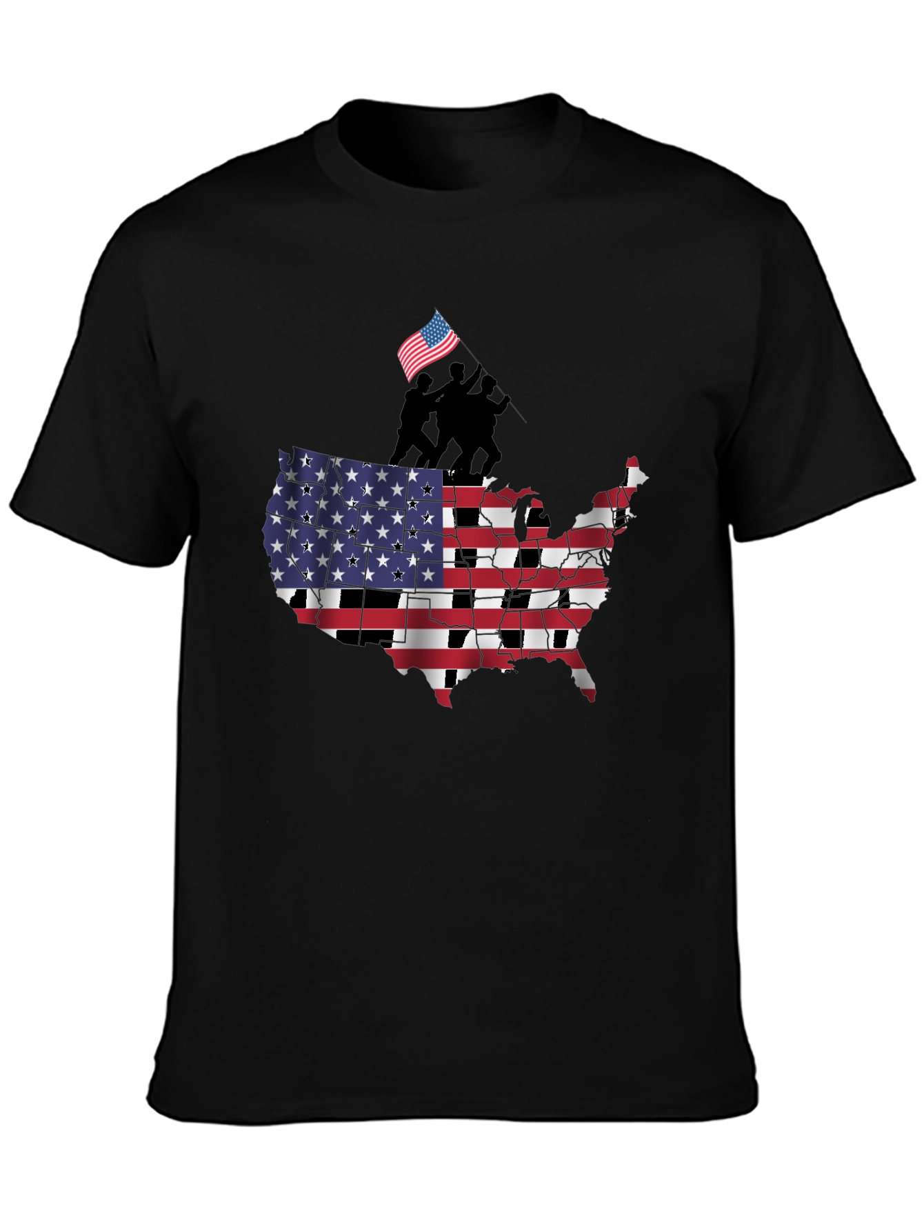 USA Flag Map Mens Graphic T-Shirt