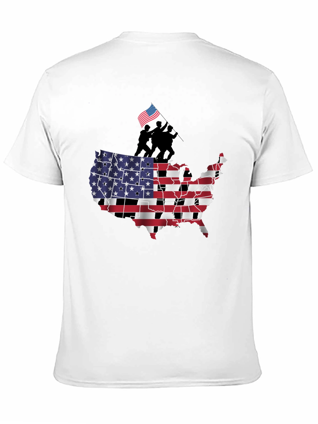 USA Flag Map Mens Graphic T-Shirt
