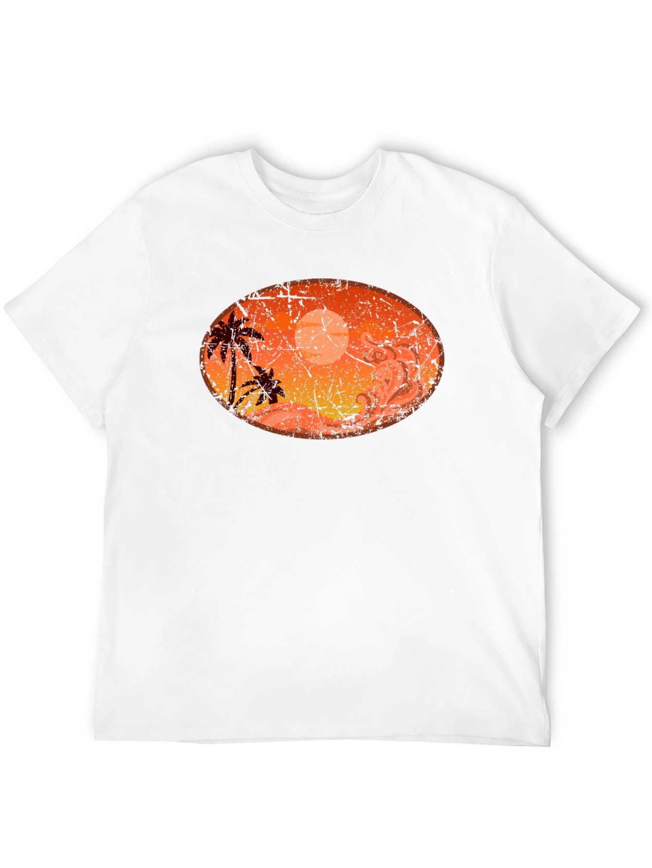 Sunset Palm Tree Graphic Black T-Shirt