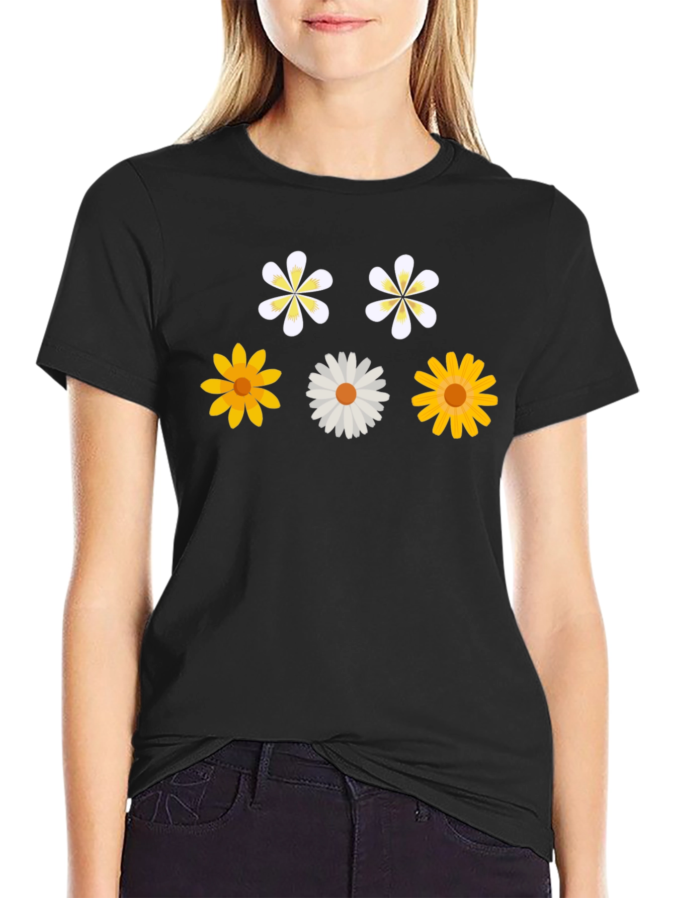 Floral Print Black T-Shirt - Stylish & Casual