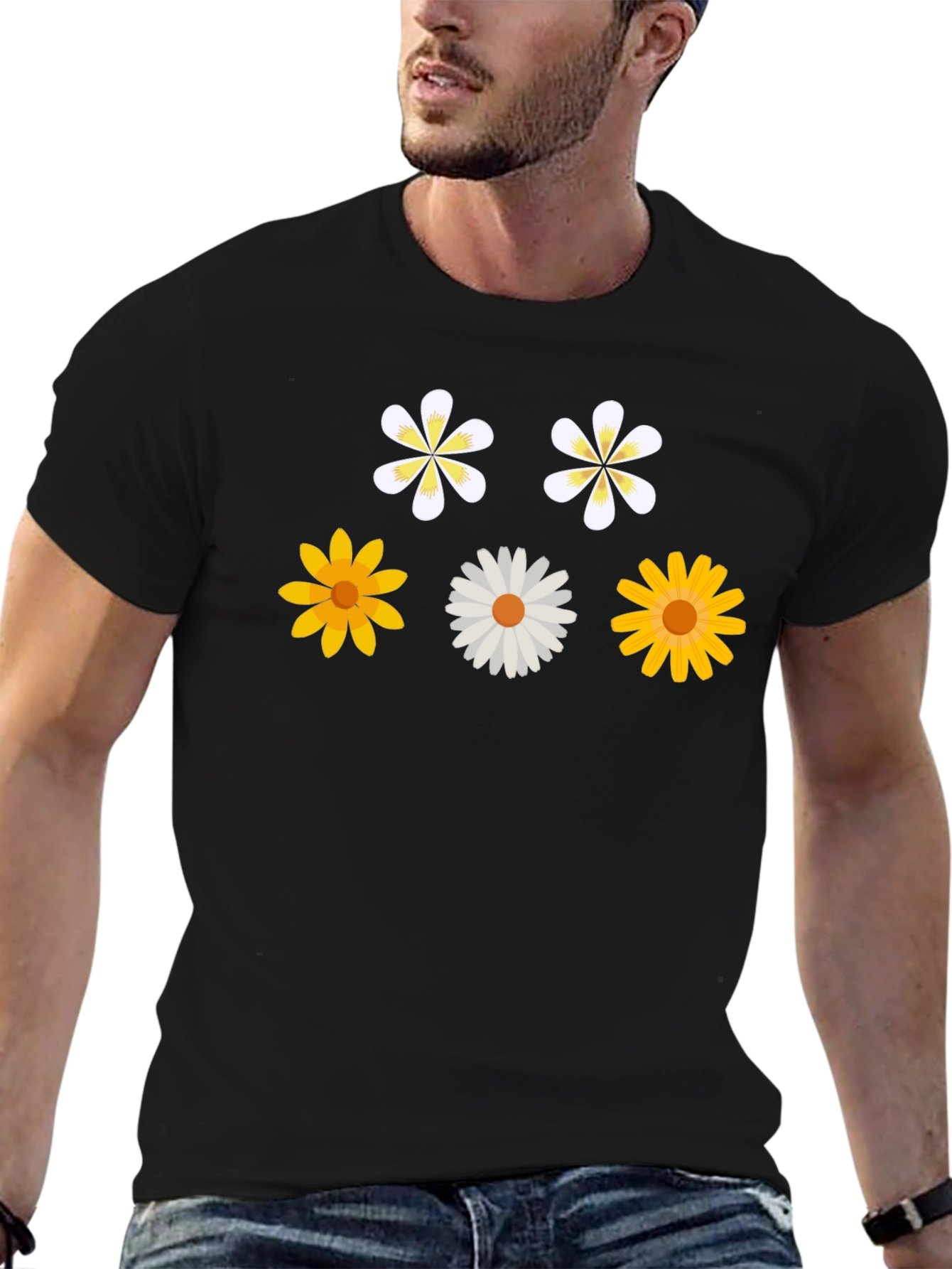 Floral Print Black T-Shirt - Stylish & Casual