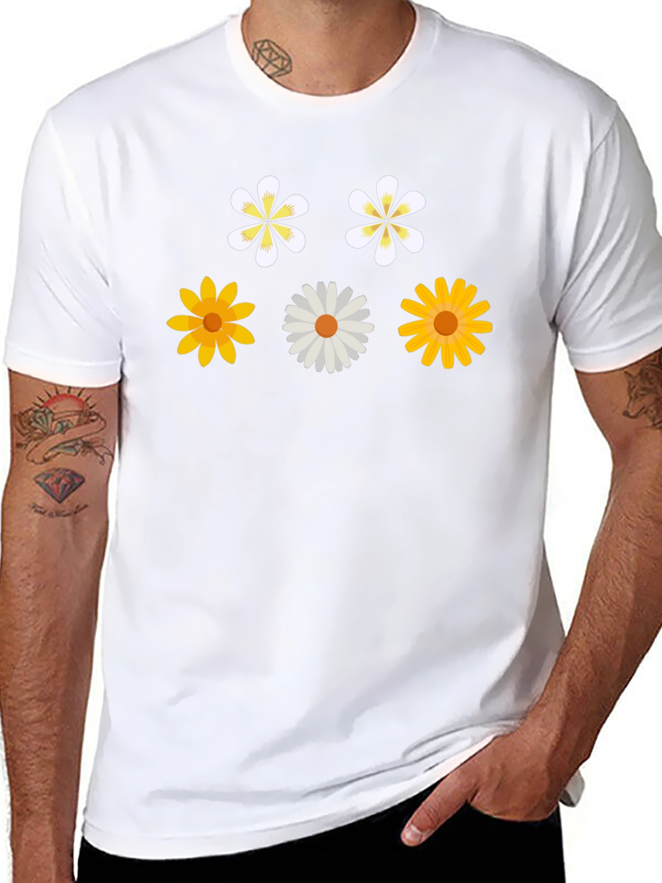 Floral Print Black T-Shirt - Stylish & Casual