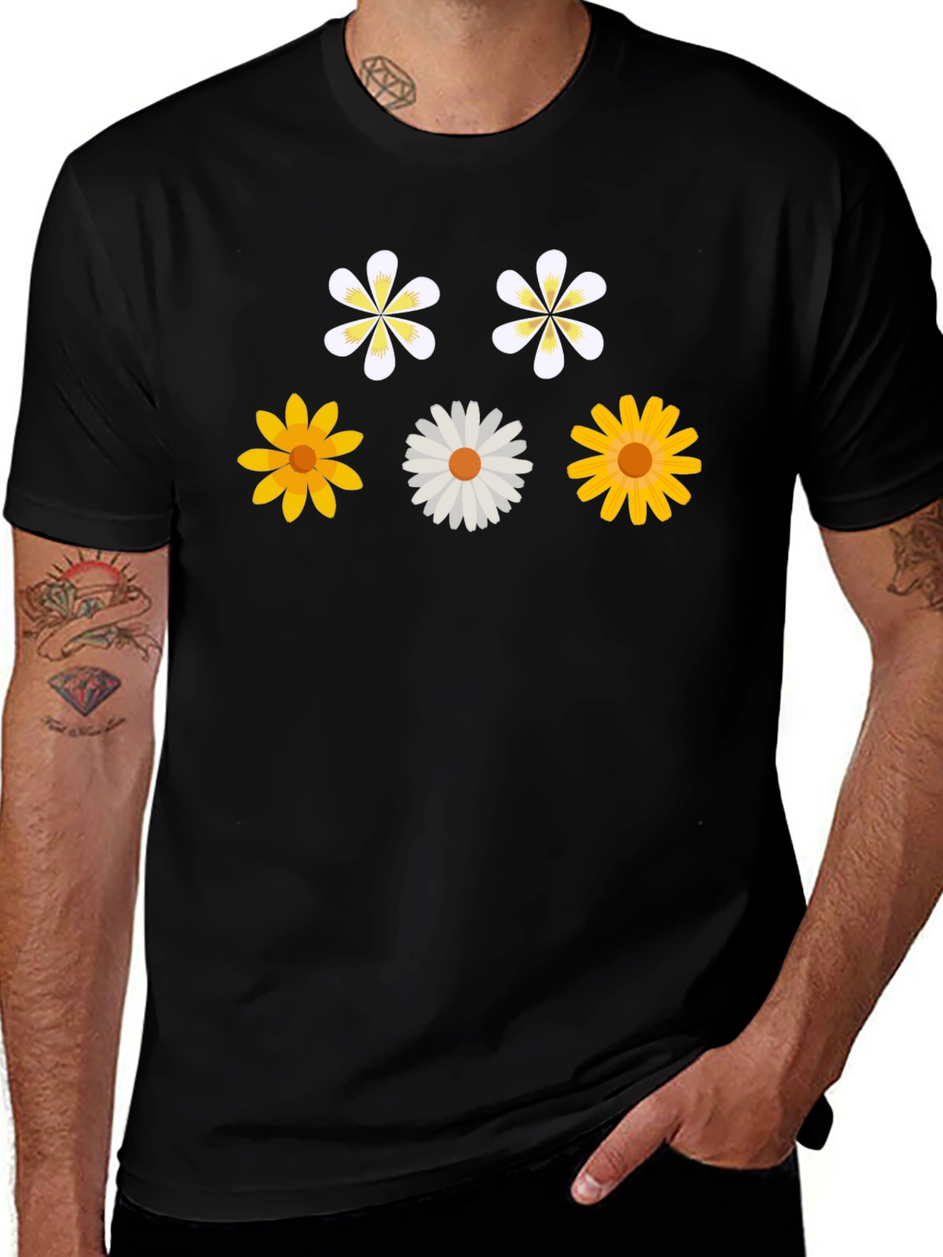 Floral Print Black T-Shirt - Stylish & Casual