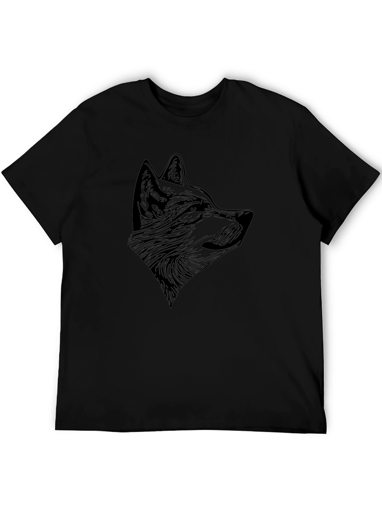 Mens Black Wolf Graphic T-Shirt