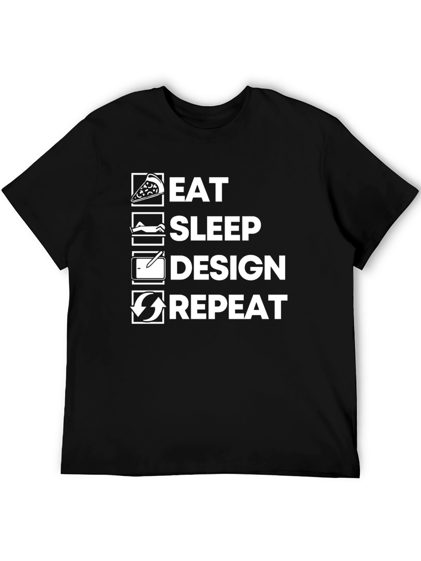 Eat Sleep Design Repeat Graphic Tee - Black