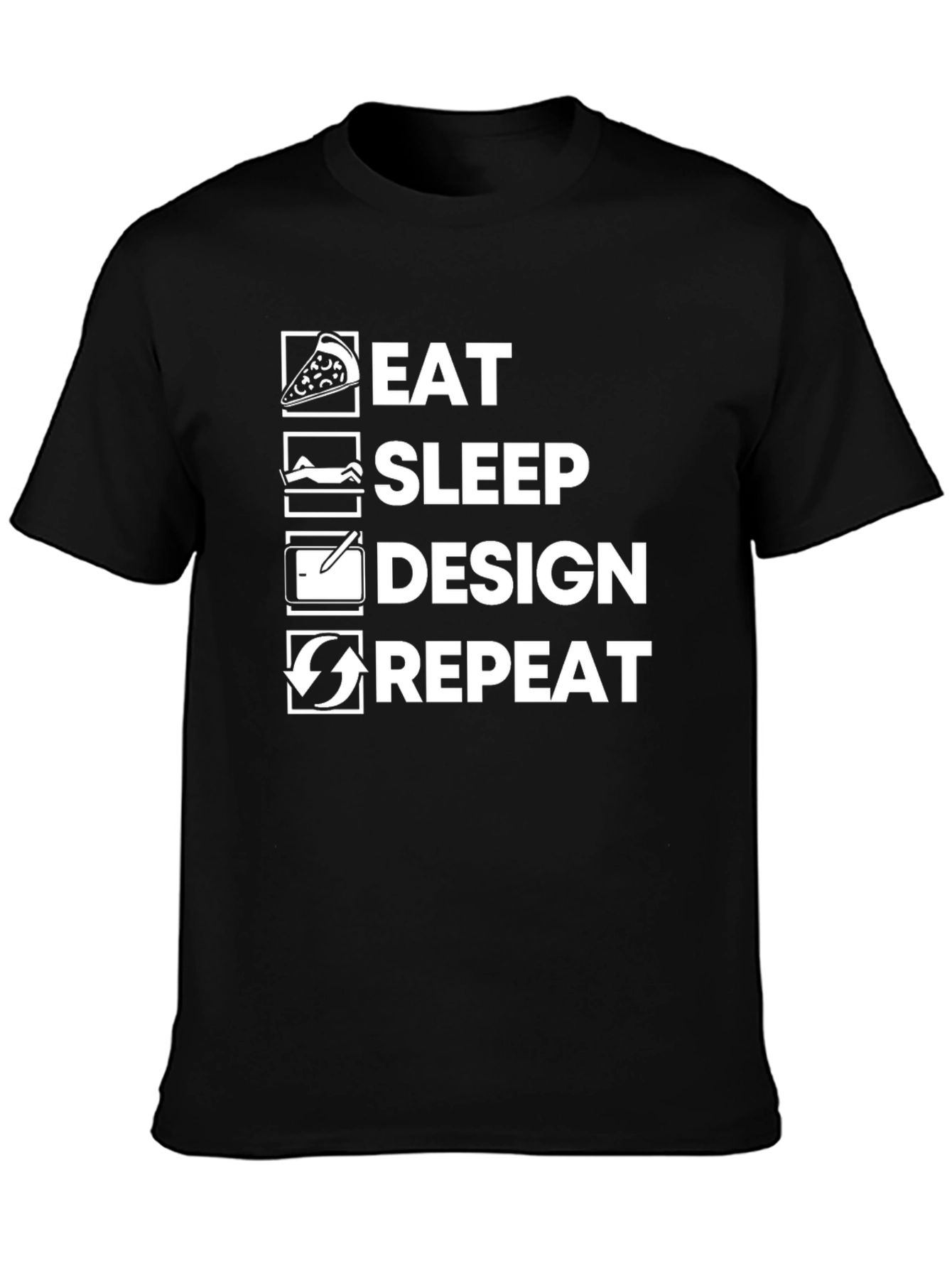 Eat Sleep Design Repeat Graphic Tee - Black