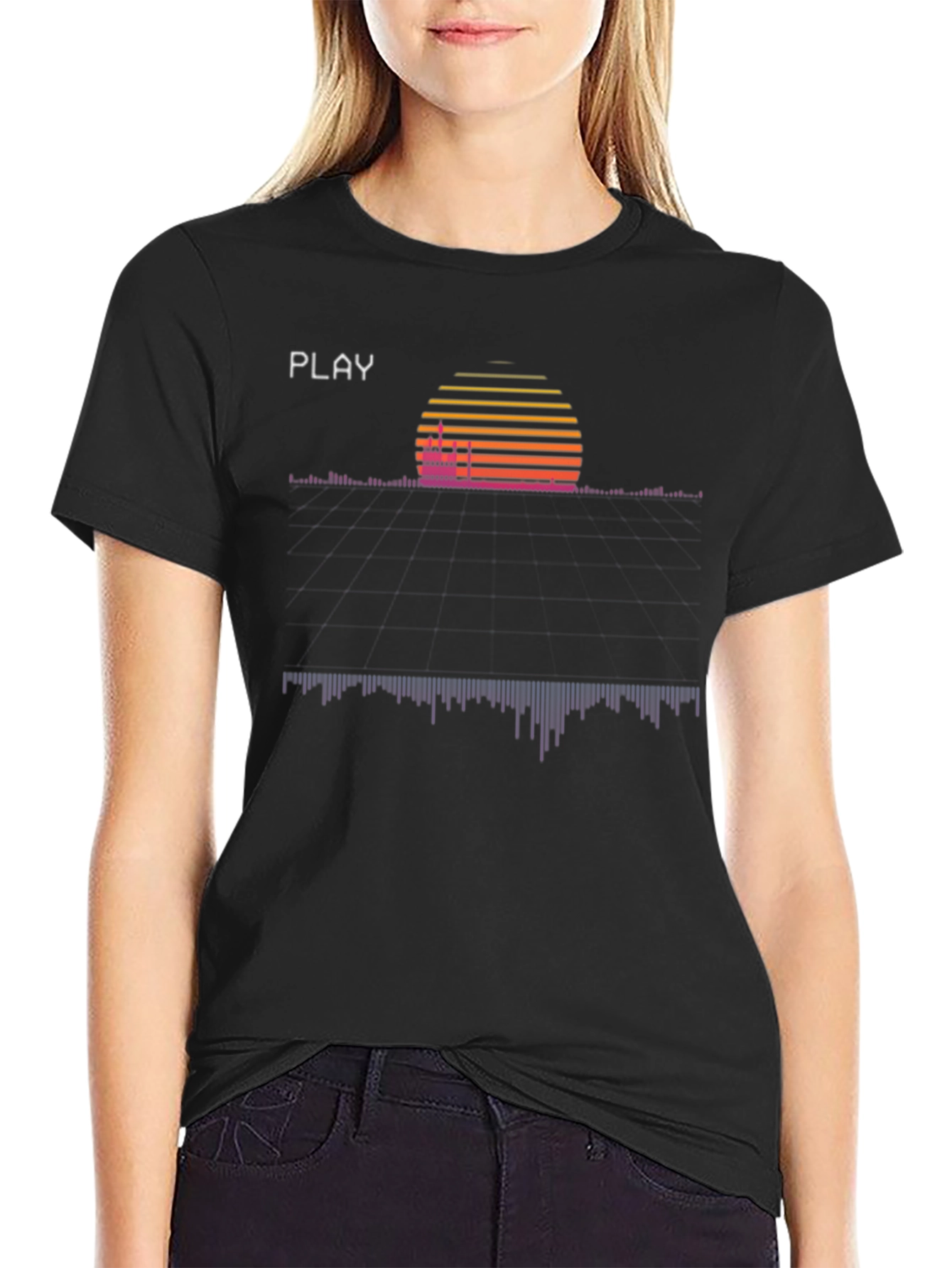 Retro Wave T-Shirt - Synthwave Sunset Playback Design