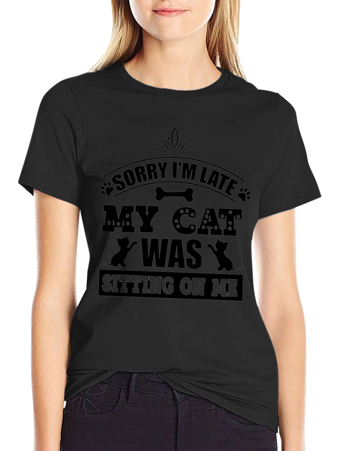 Funny Cat Lover T-Shirt - Sorry Im Late
