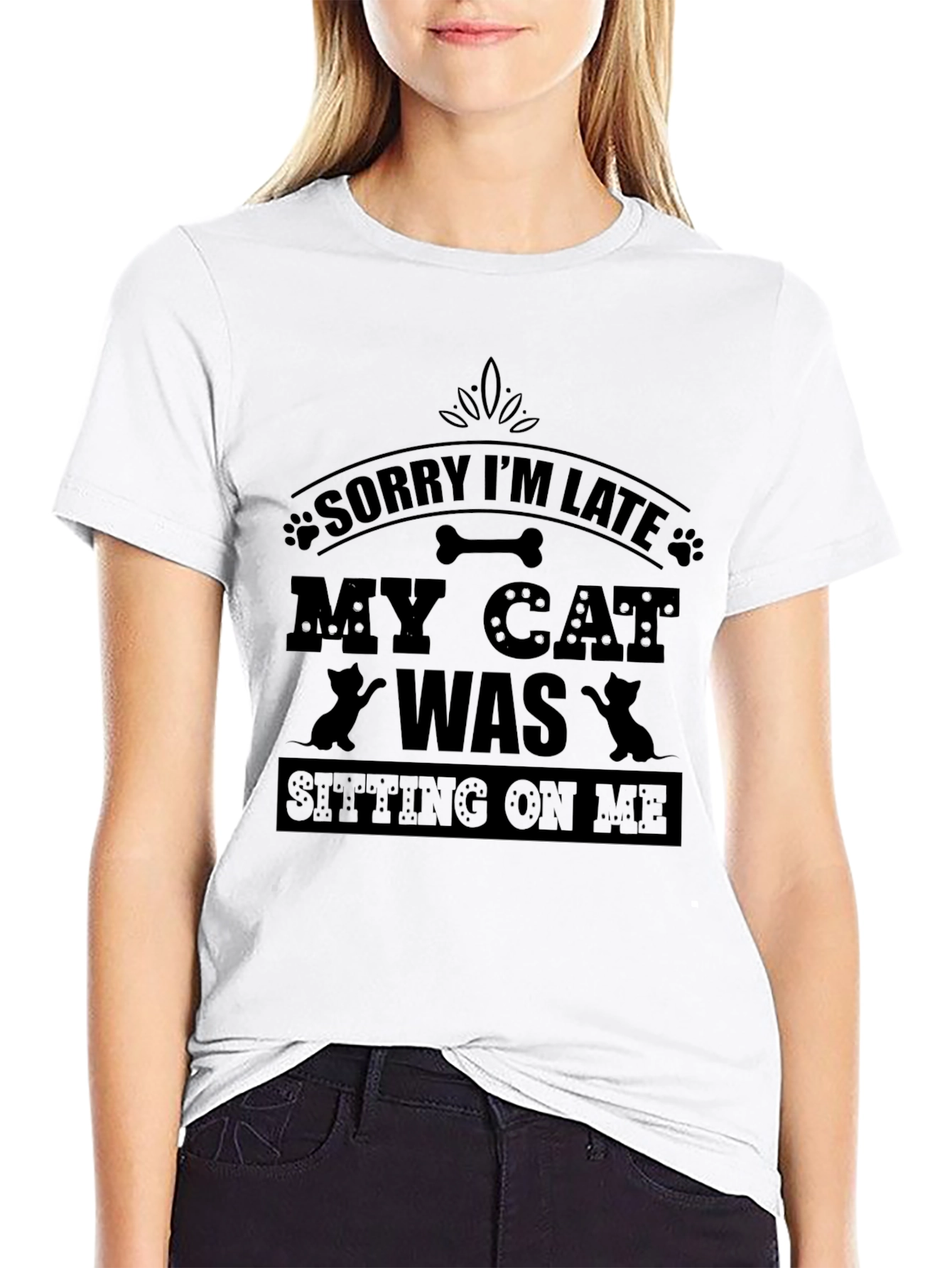 Funny Cat Lover T-Shirt - Sorry Im Late