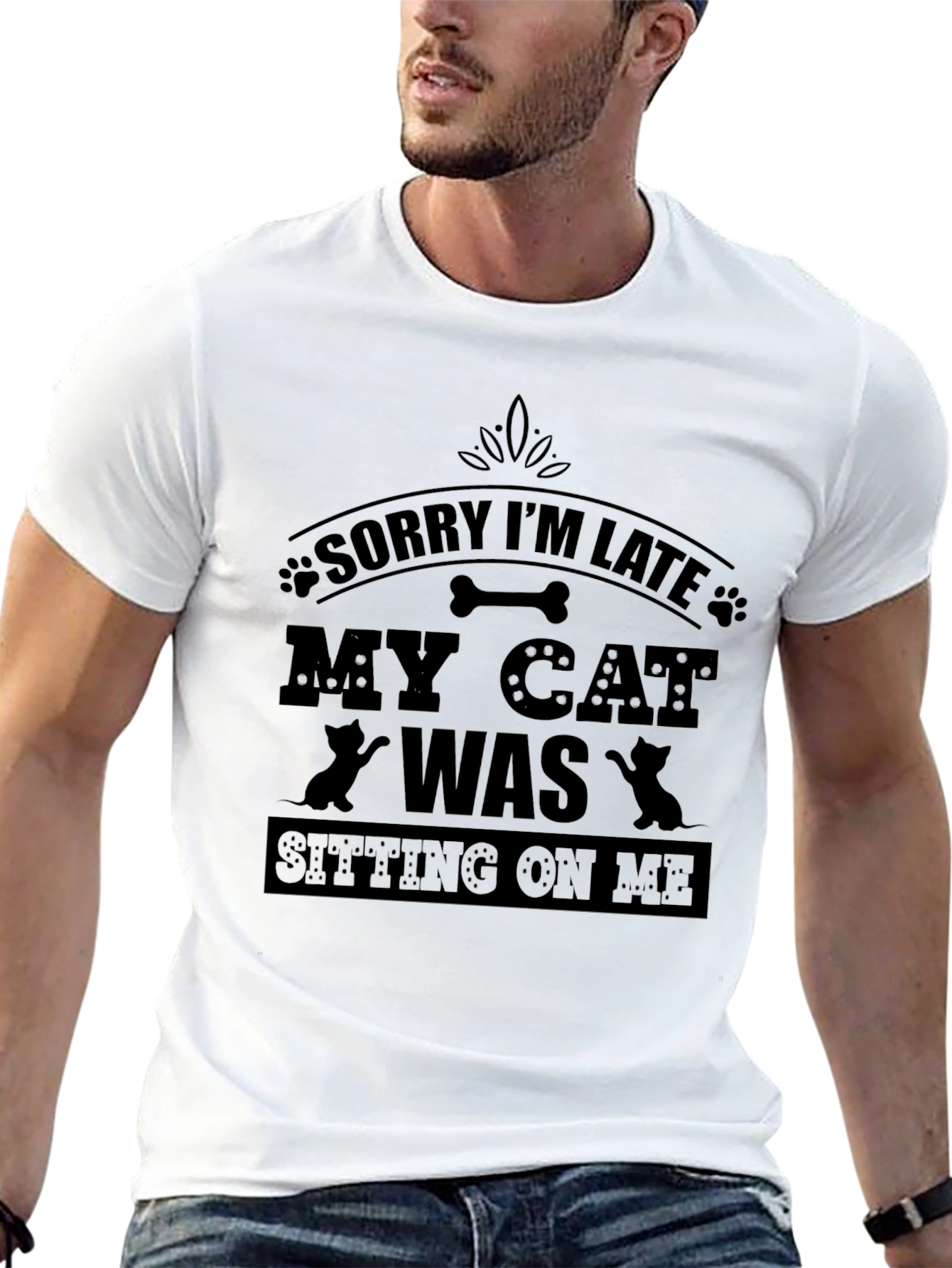 Funny Cat Lover T-Shirt - Sorry Im Late