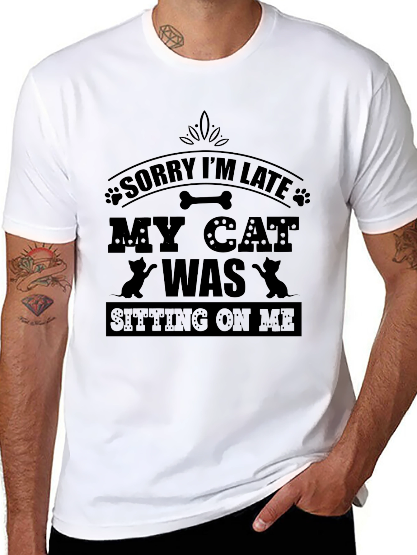 Funny Cat Lover T-Shirt - Sorry Im Late