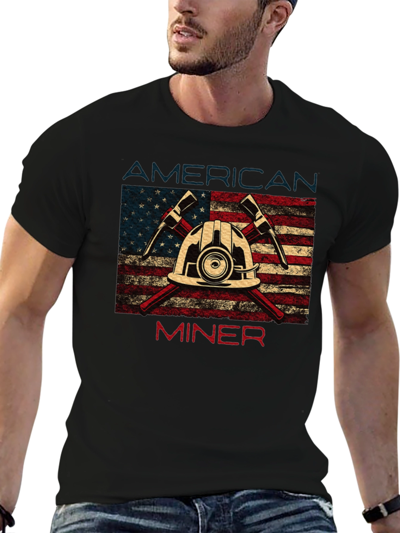 American Miner Patriotic Graphic T-Shirt