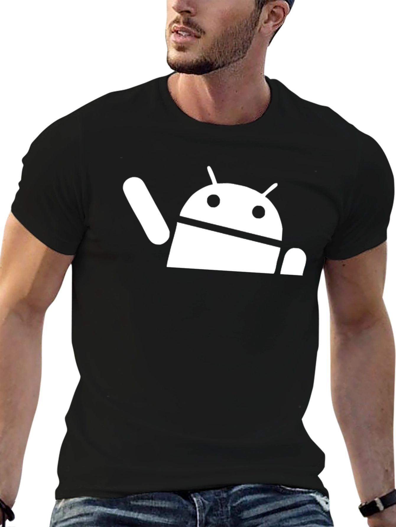 Android Robot Graphic Black T-Shirt