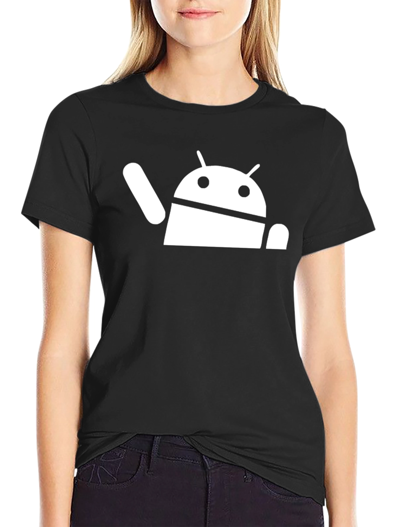 Android Robot Graphic Black T-Shirt