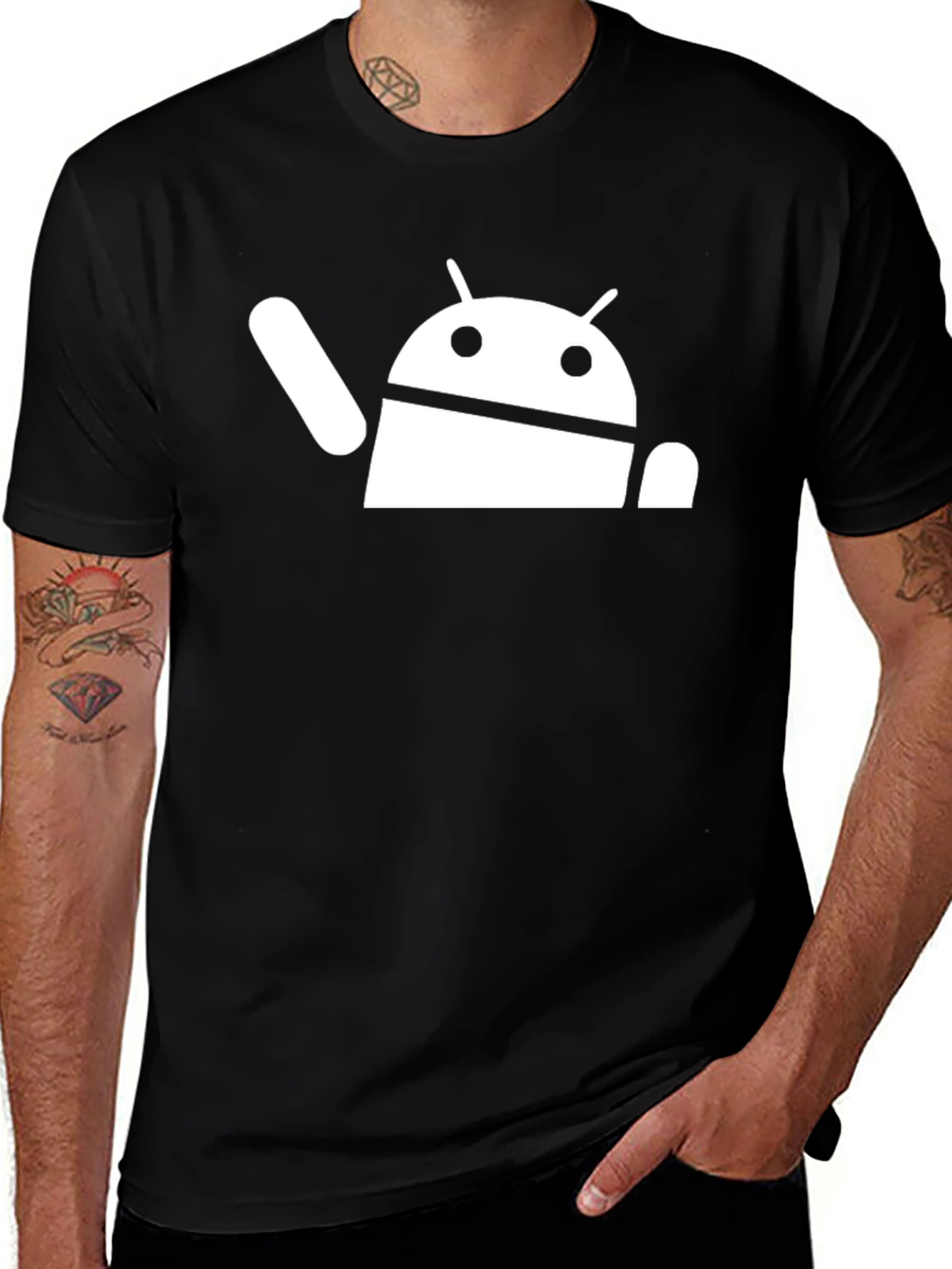 Android Robot Graphic Black T-Shirt