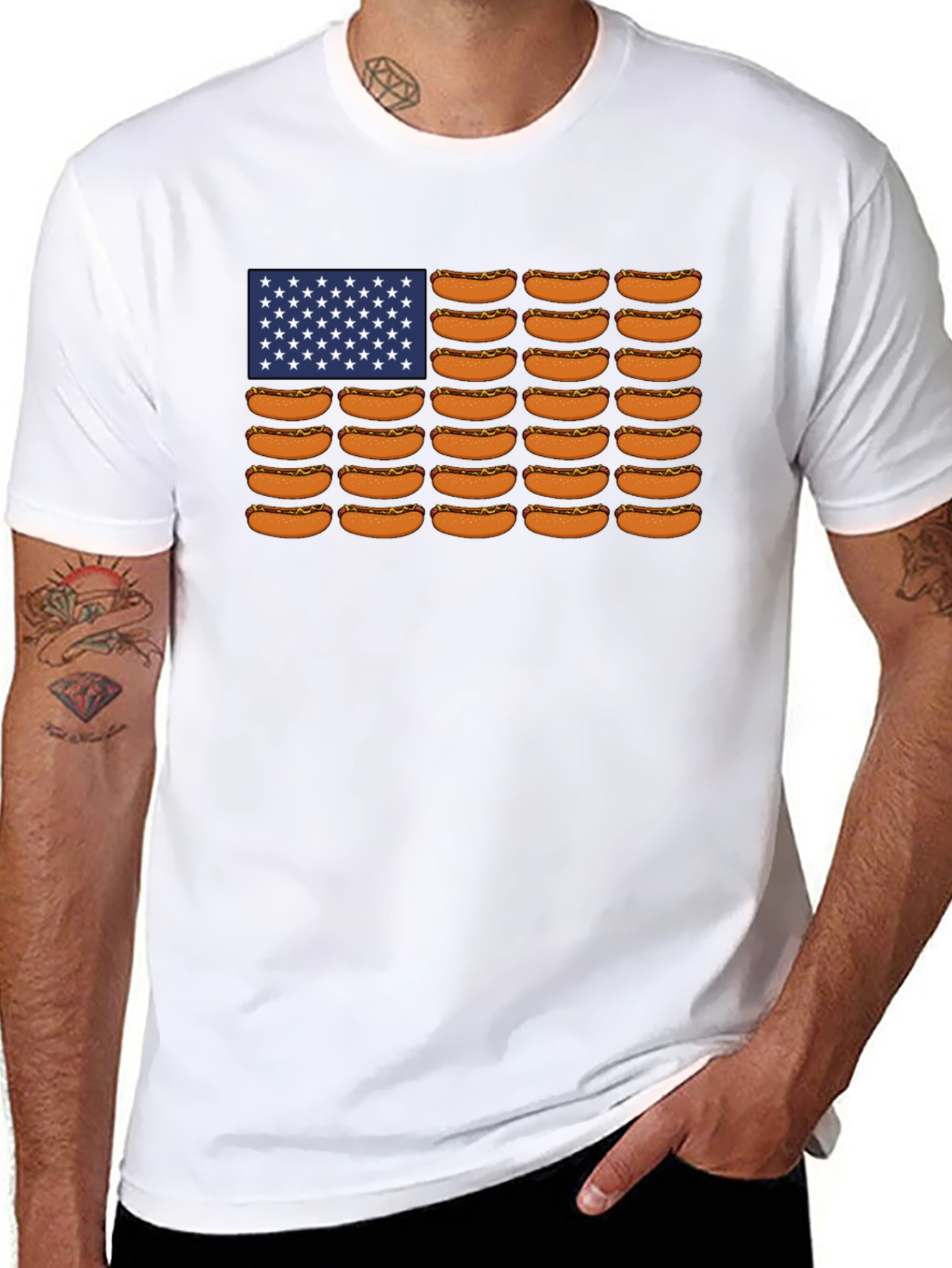 Hot Dog USA Flag Graphic Tee
