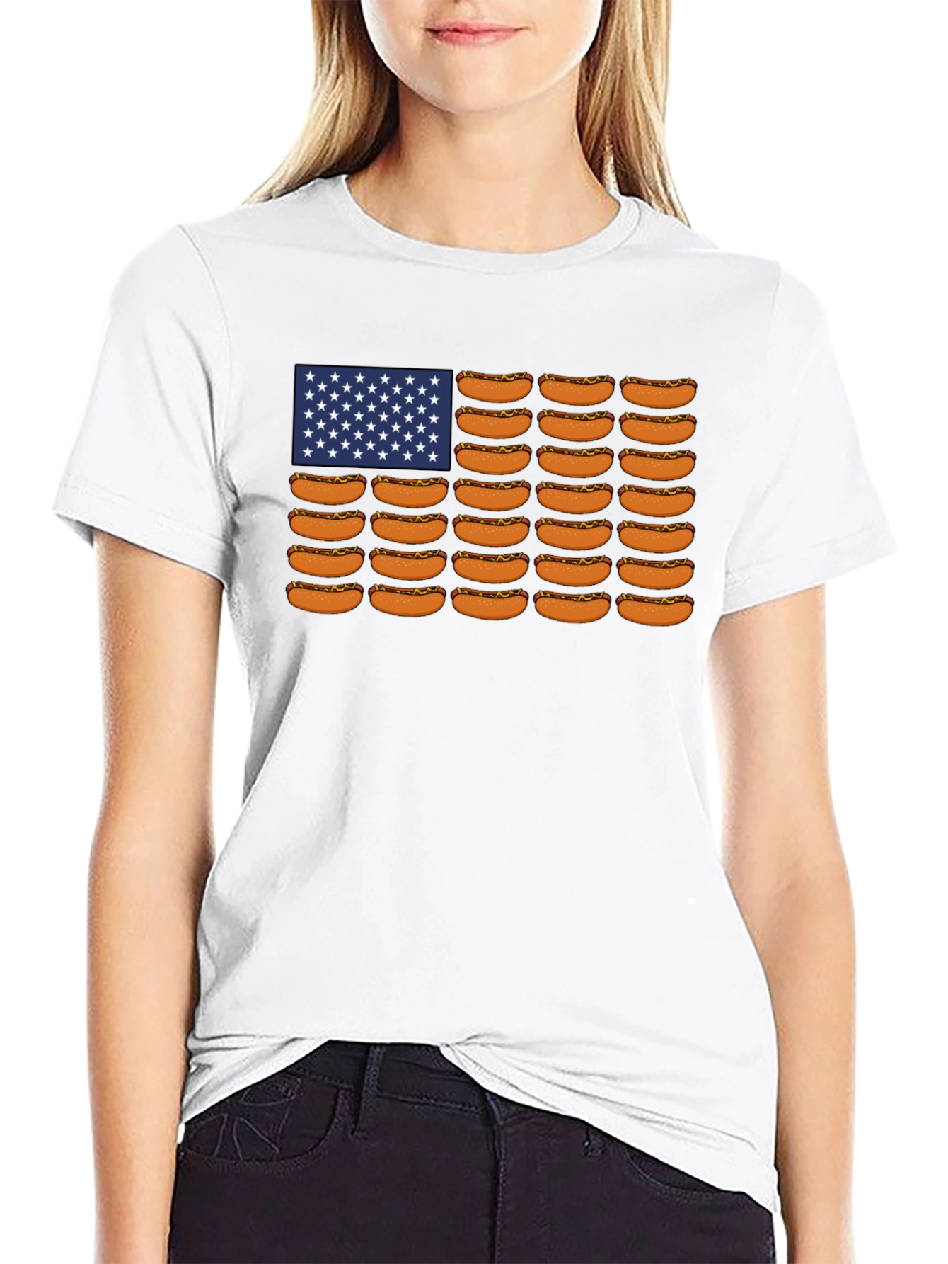 Hot Dog USA Flag Graphic Tee