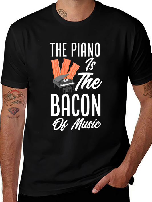Piano Bacon Music Graphic T-Shirt