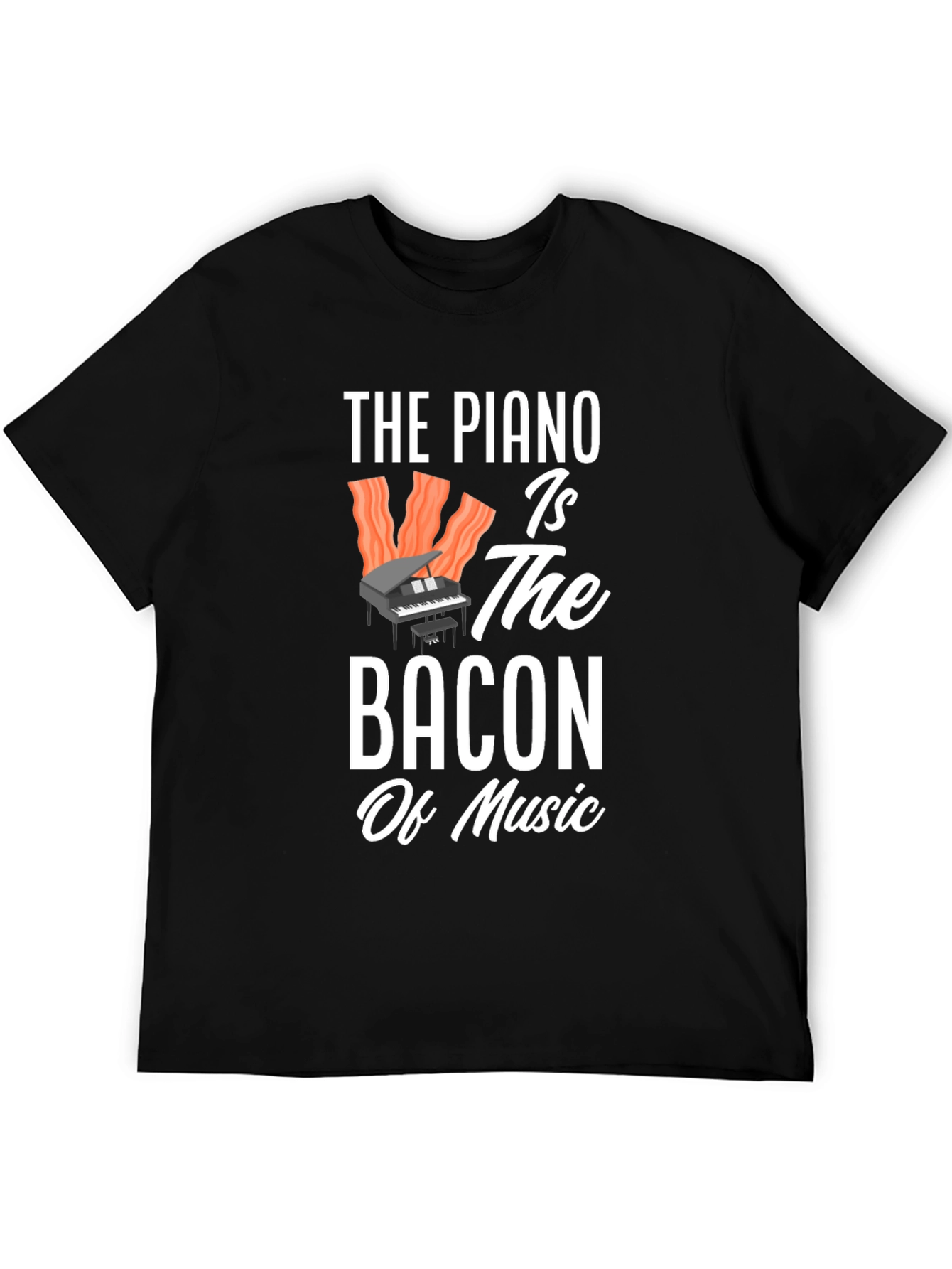 Piano Bacon Music Graphic T-Shirt