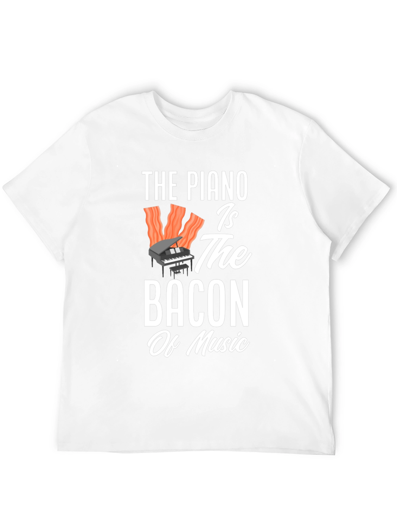 Piano Bacon Music Graphic T-Shirt
