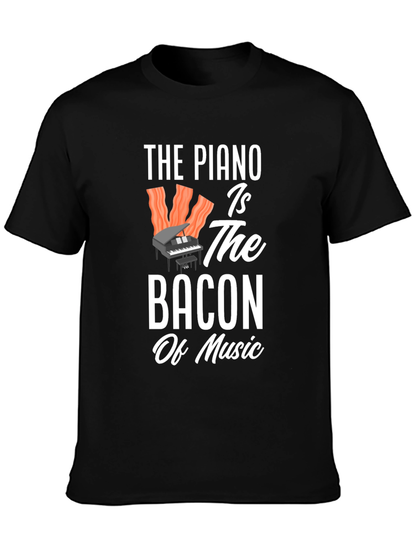 Piano Bacon Music Graphic T-Shirt