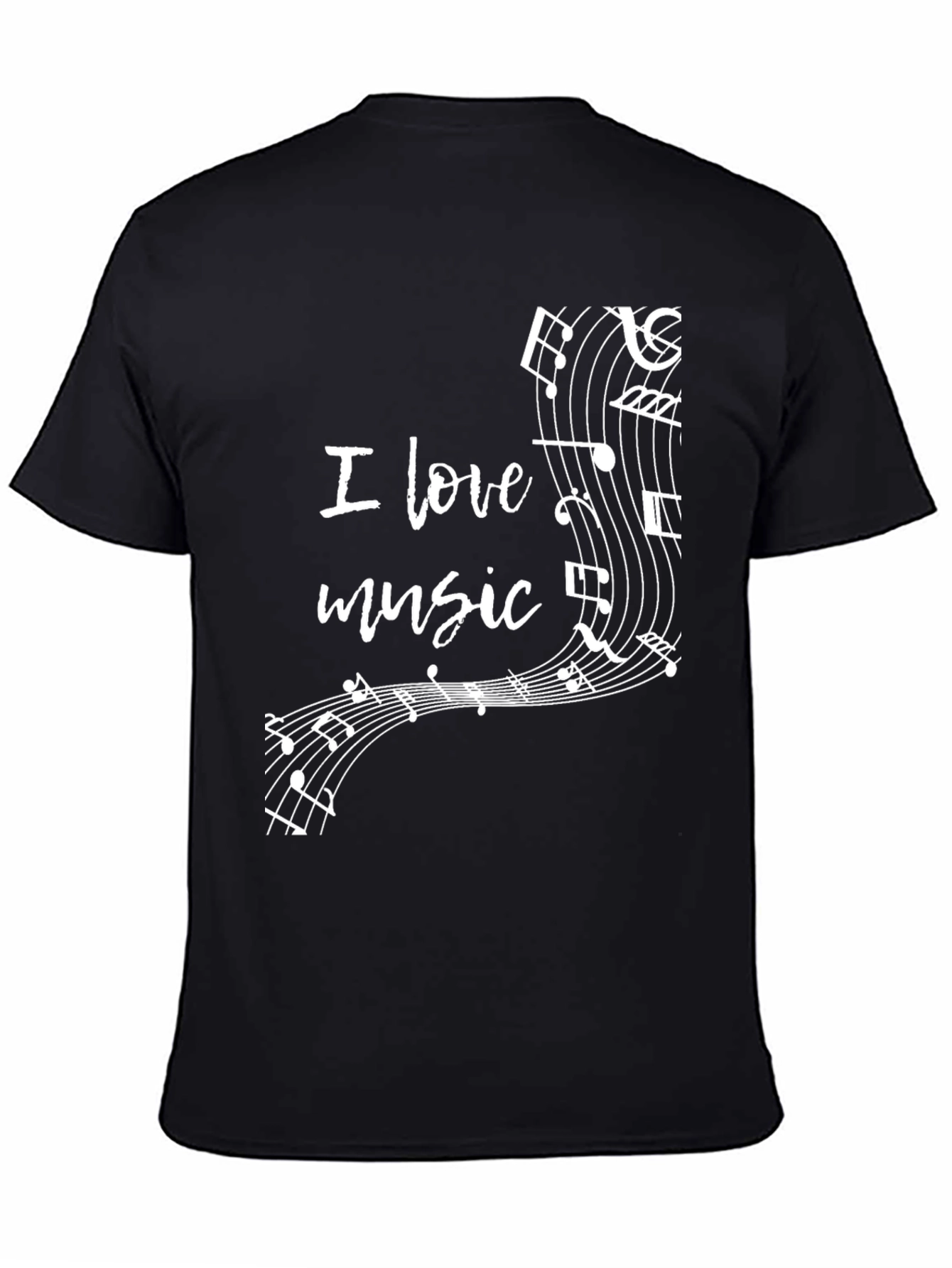 I Love Music T-Shirt - Black Cotton Tee