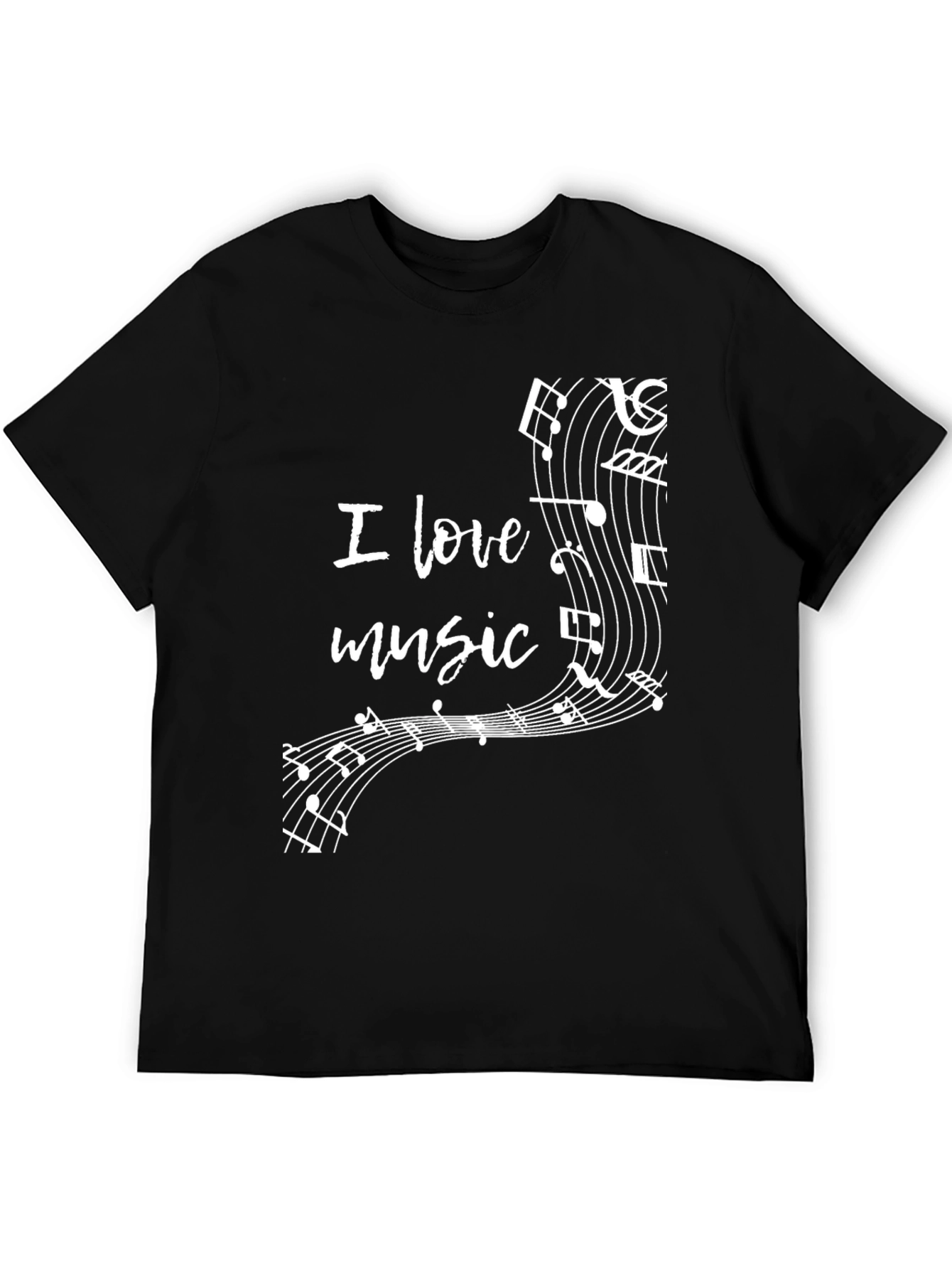 I Love Music T-Shirt - Black Cotton Tee