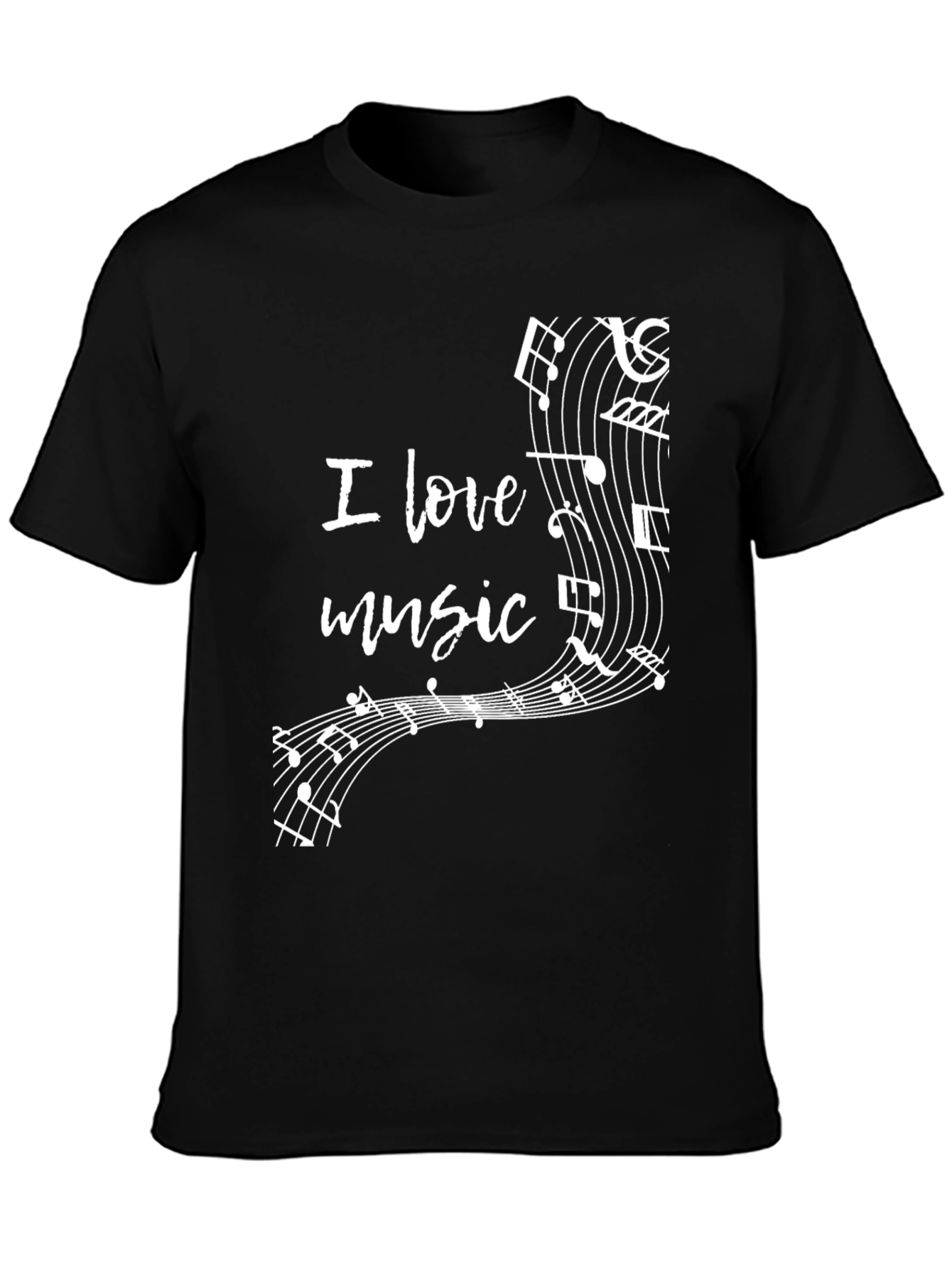 I Love Music T-Shirt - Black Cotton Tee
