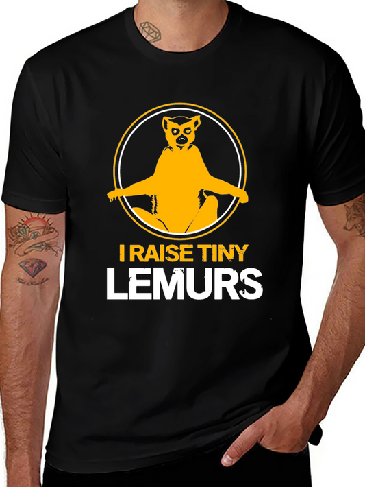 I Raise Tiny Lemurs Graphic Tee - Black Cotton T-Shirt