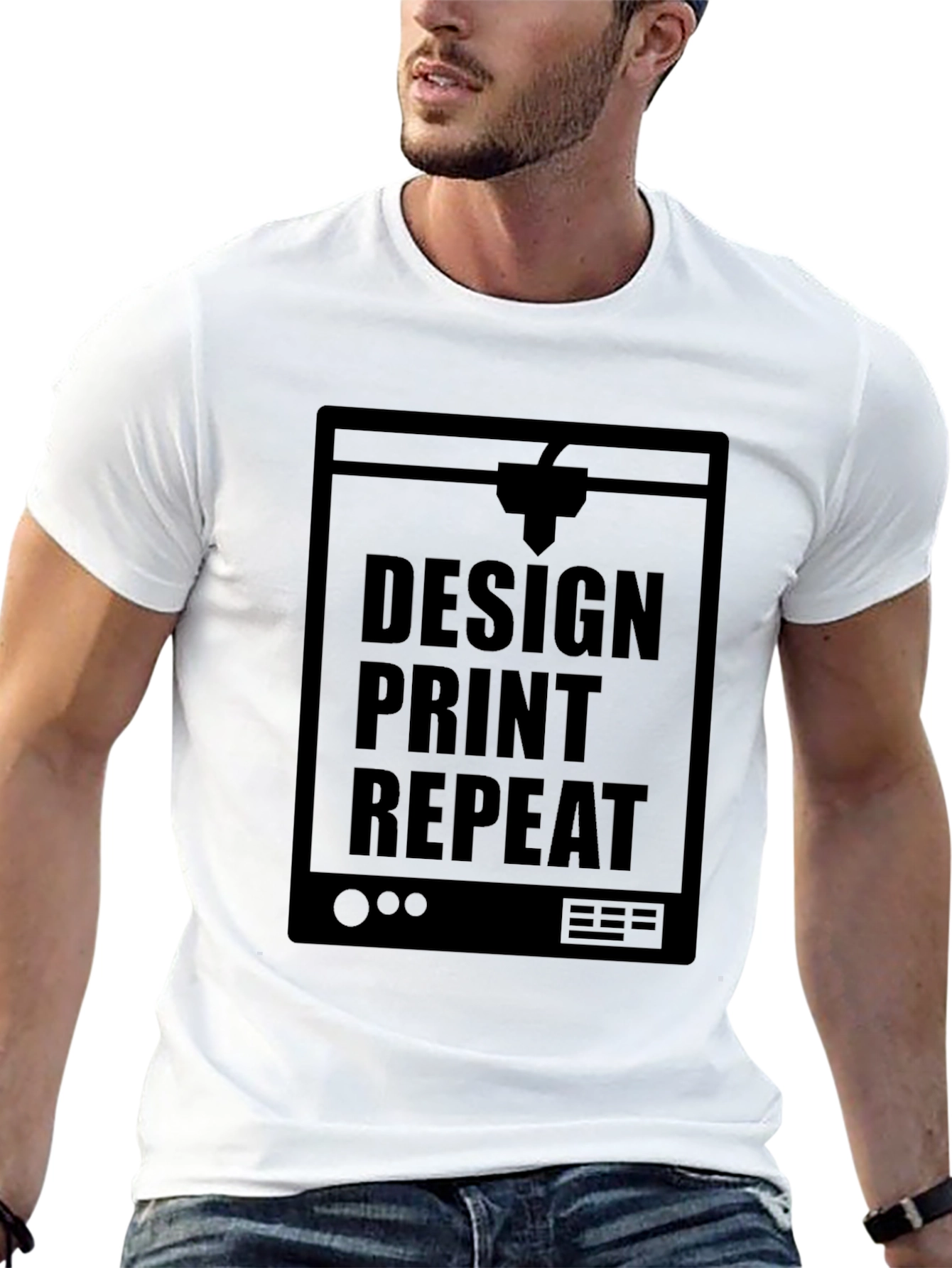 Design Print Repeat Black T-Shirt