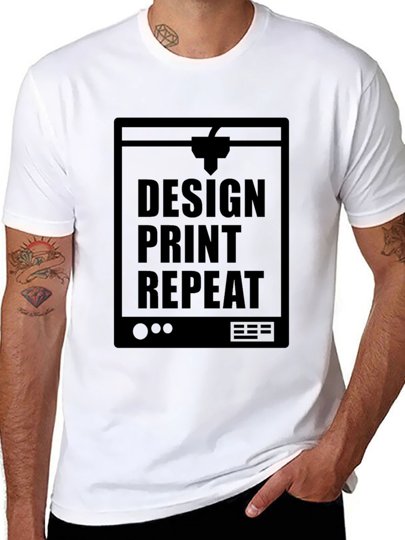 Design Print Repeat Black T-Shirt