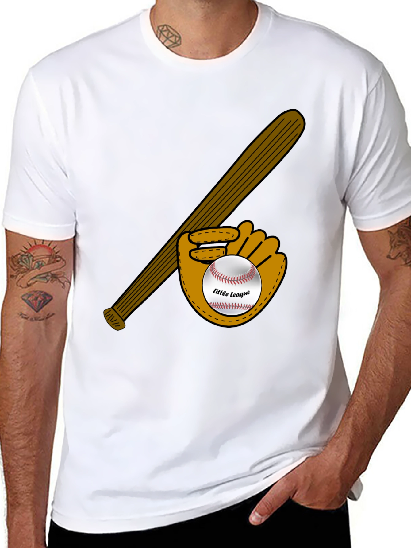 Little League Baseball Bat and Glove Graphic T-Shirt
