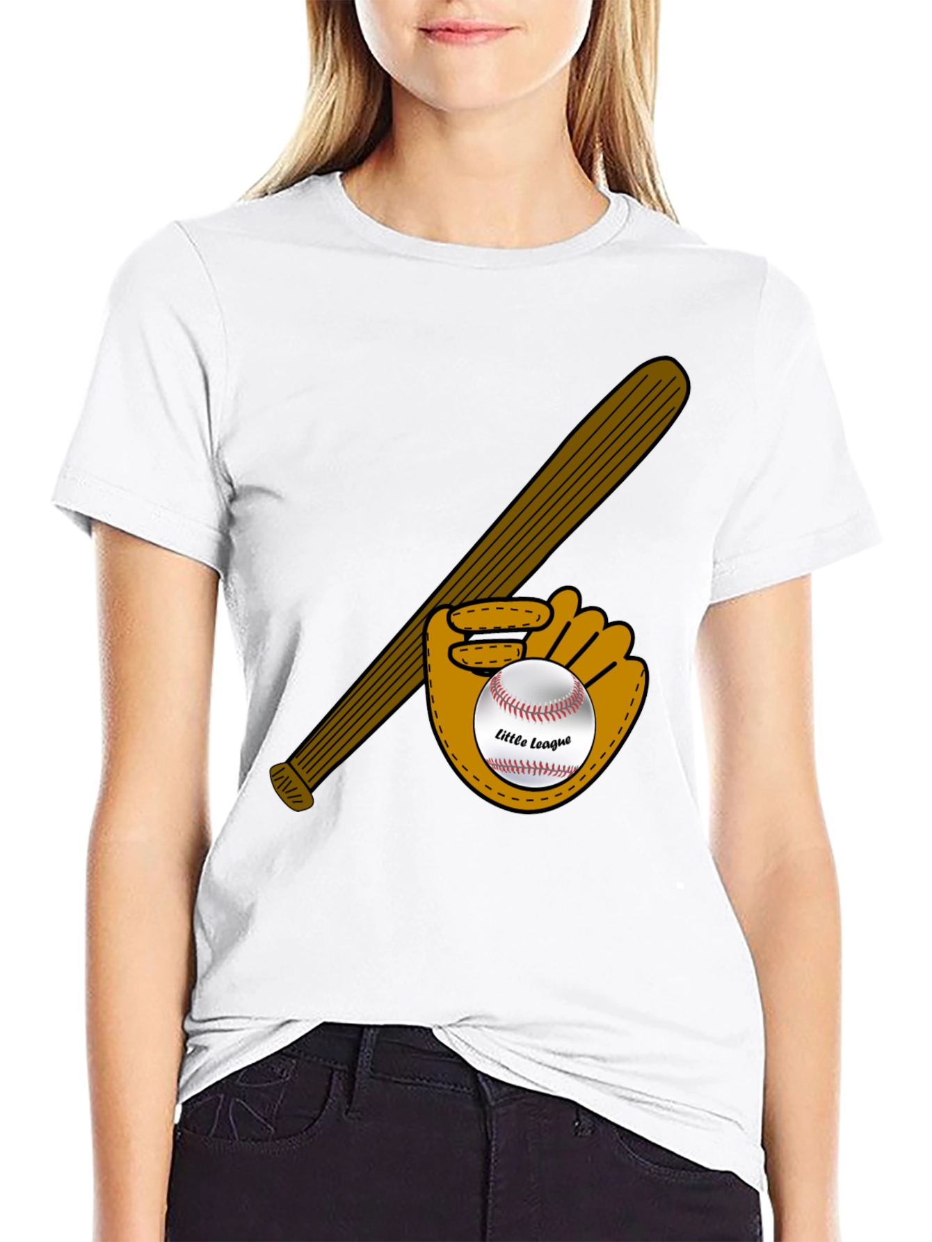 Little League Baseball Bat and Glove Graphic T-Shirt