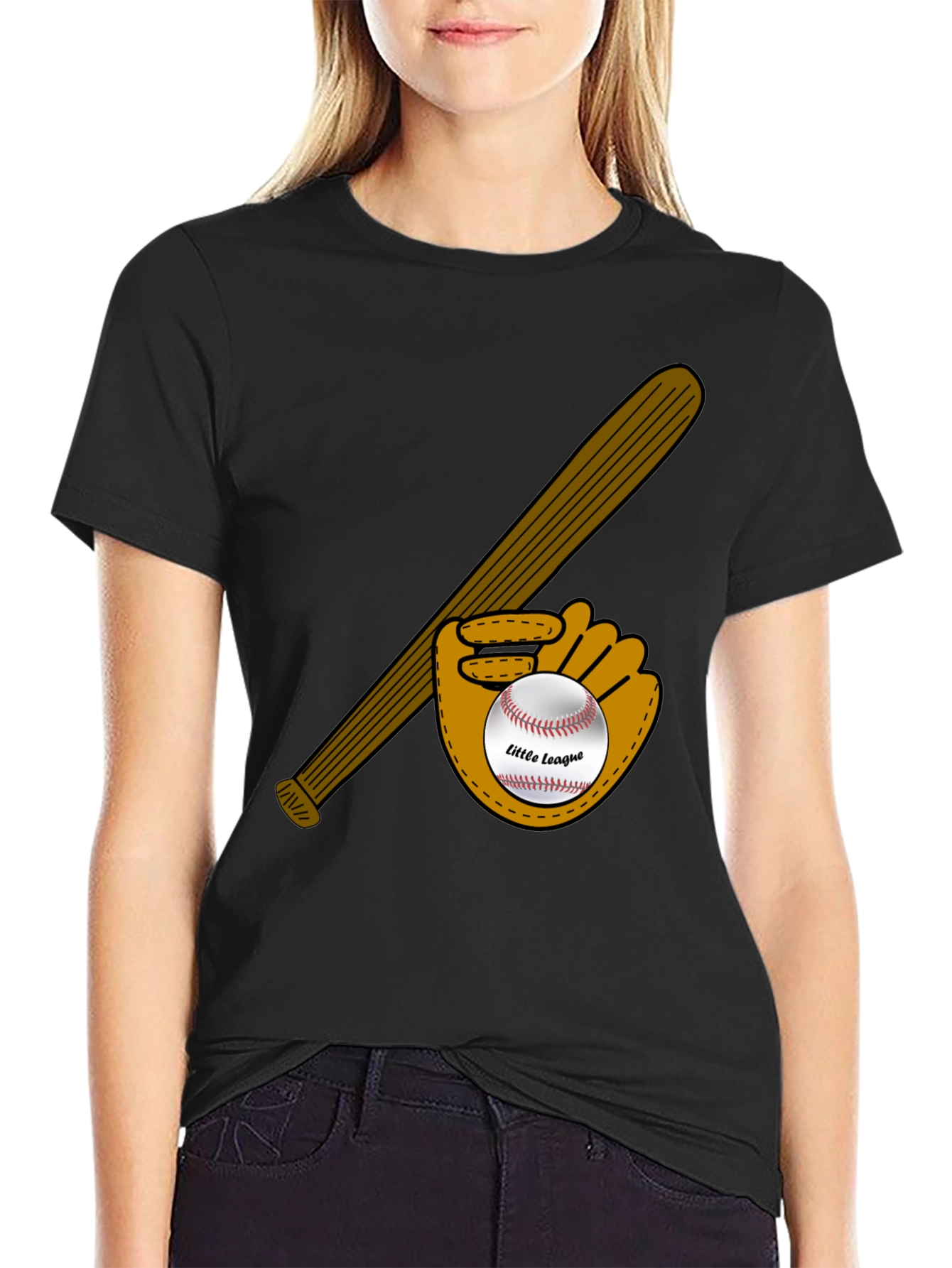 Little League Baseball Bat and Glove Graphic T-Shirt