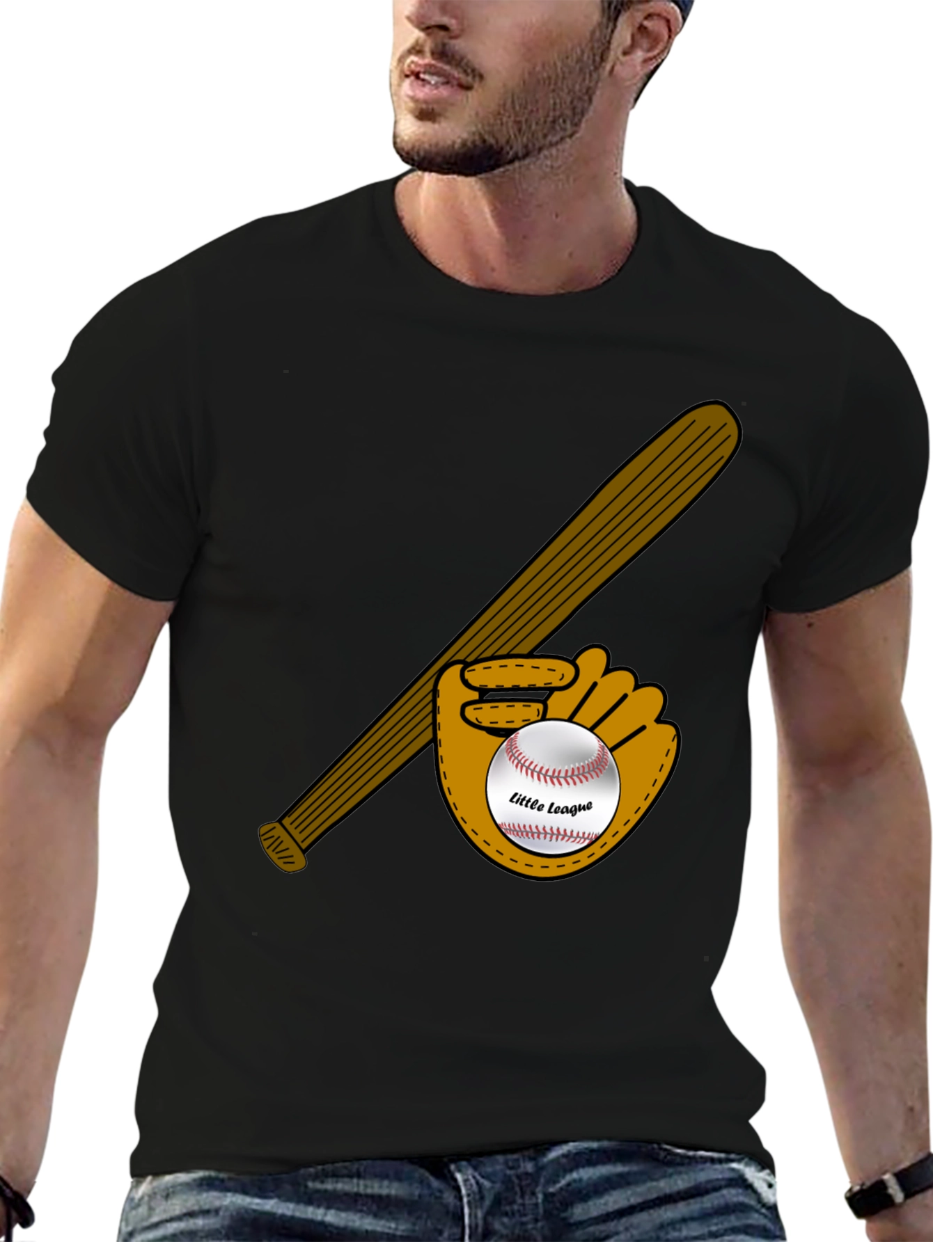 Little League Baseball Bat and Glove Graphic T-Shirt