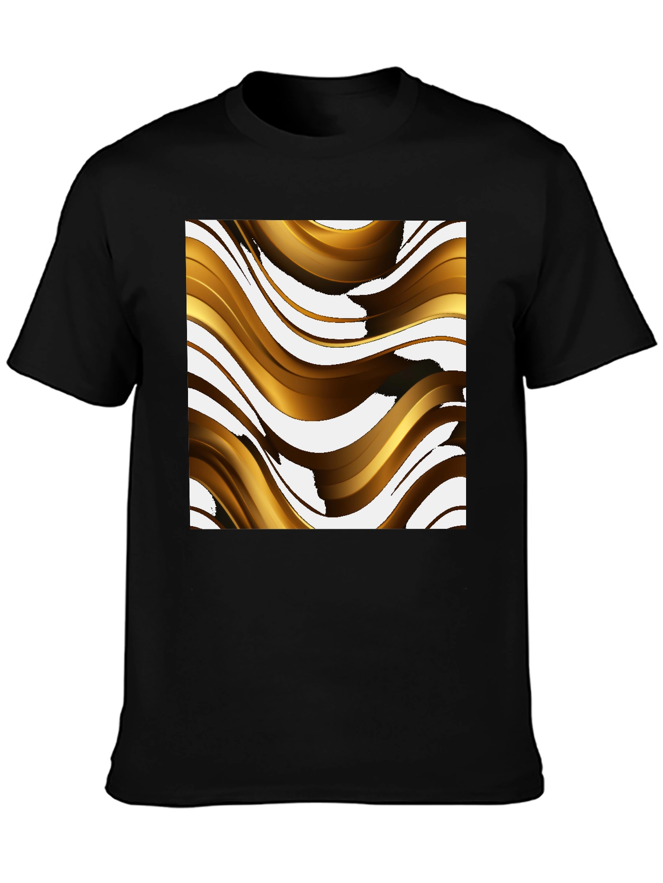 Abstract Gold Wave Graphic Tee - Modern Design