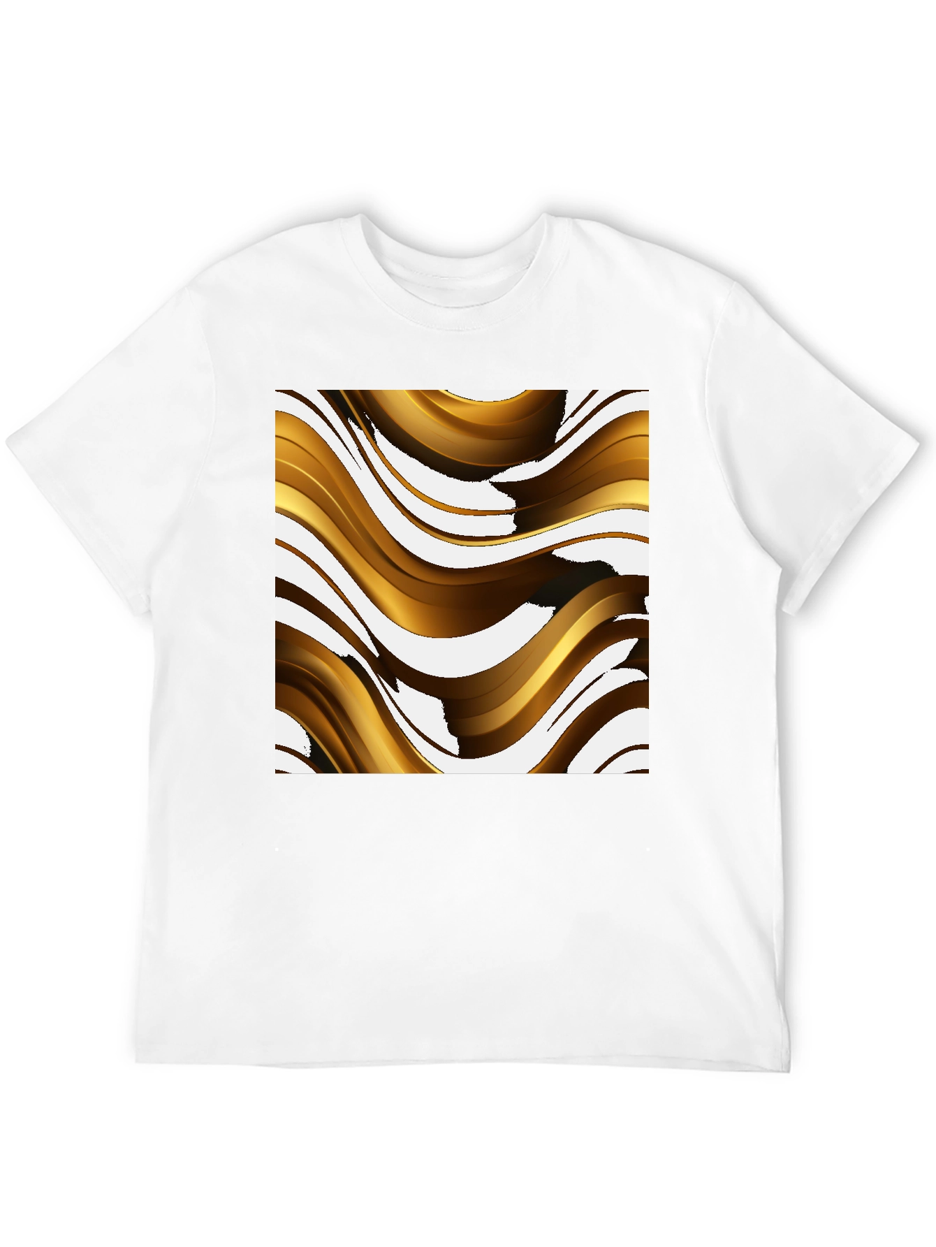 Abstract Gold Wave Graphic Tee - Modern Design